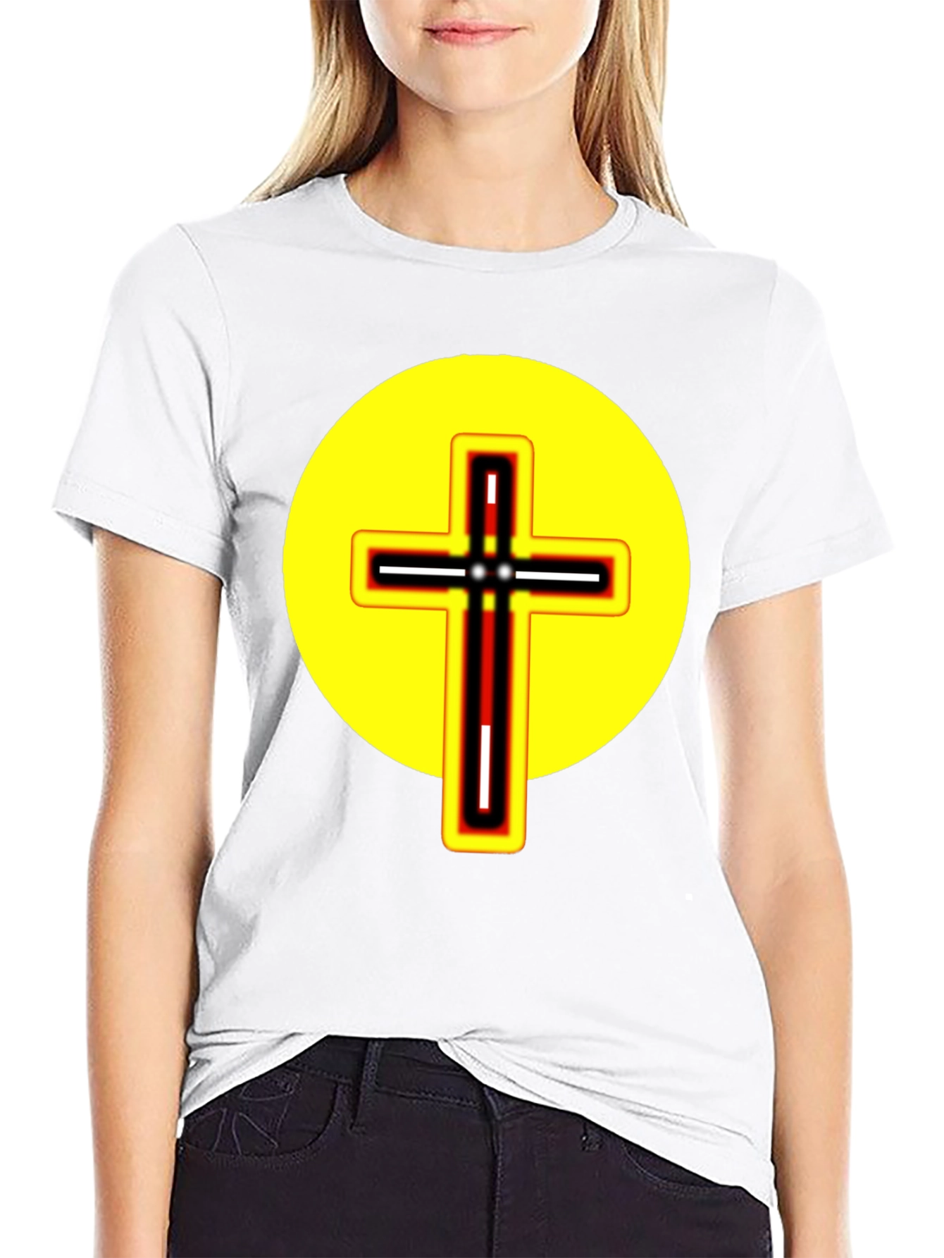 Black T-Shirt with Cross Graphic