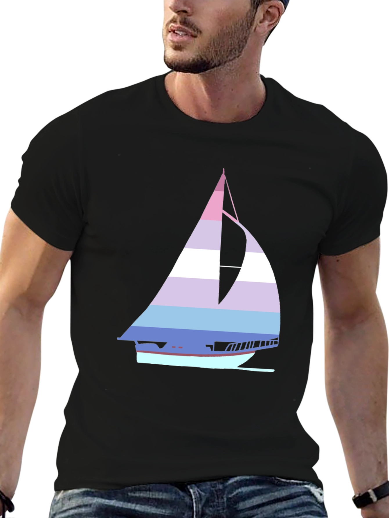 Striped Sailboat T-Shirt - Nautical Style Tee