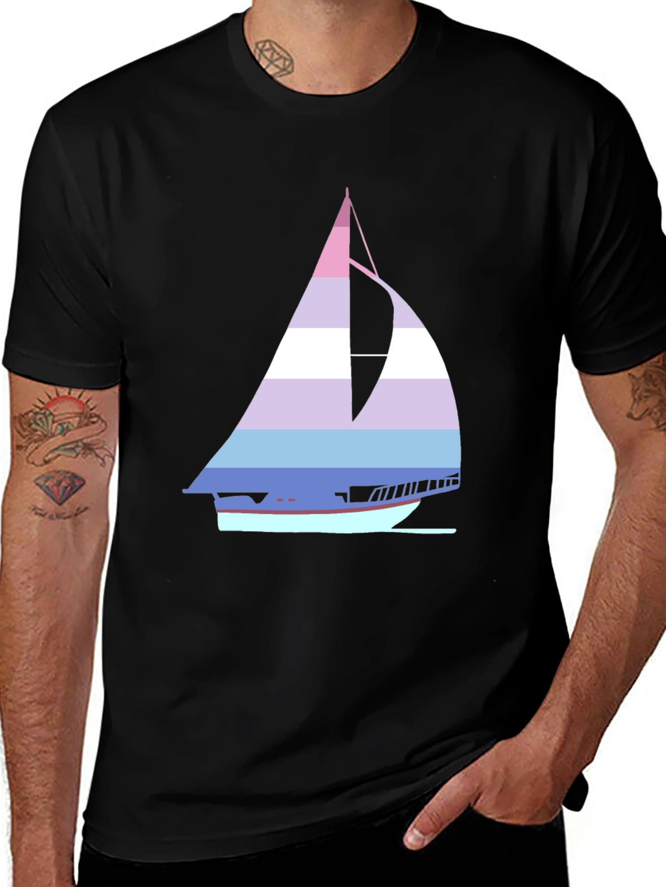 Striped Sailboat T-Shirt - Nautical Style Tee