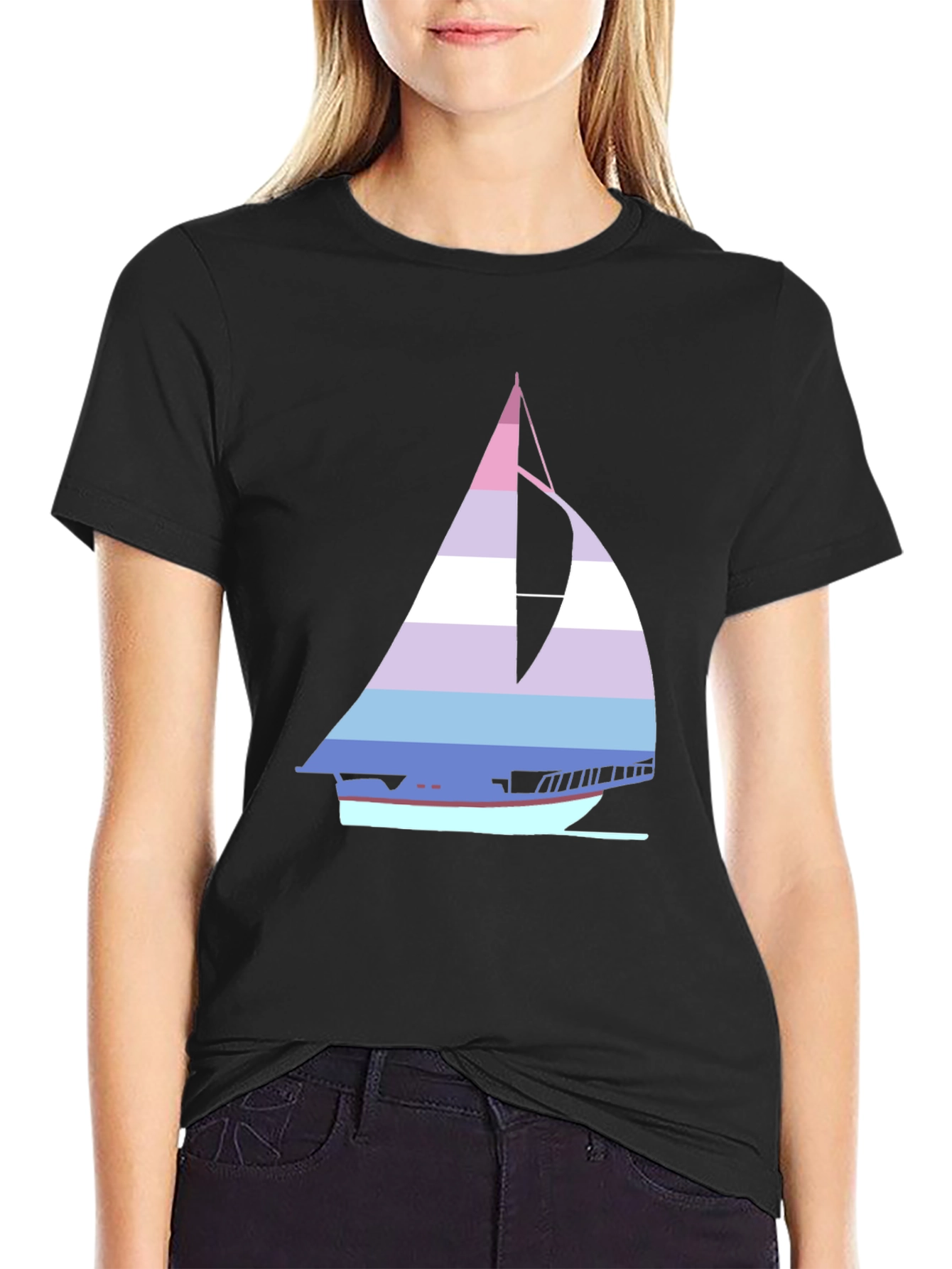 Striped Sailboat T-Shirt - Nautical Style Tee