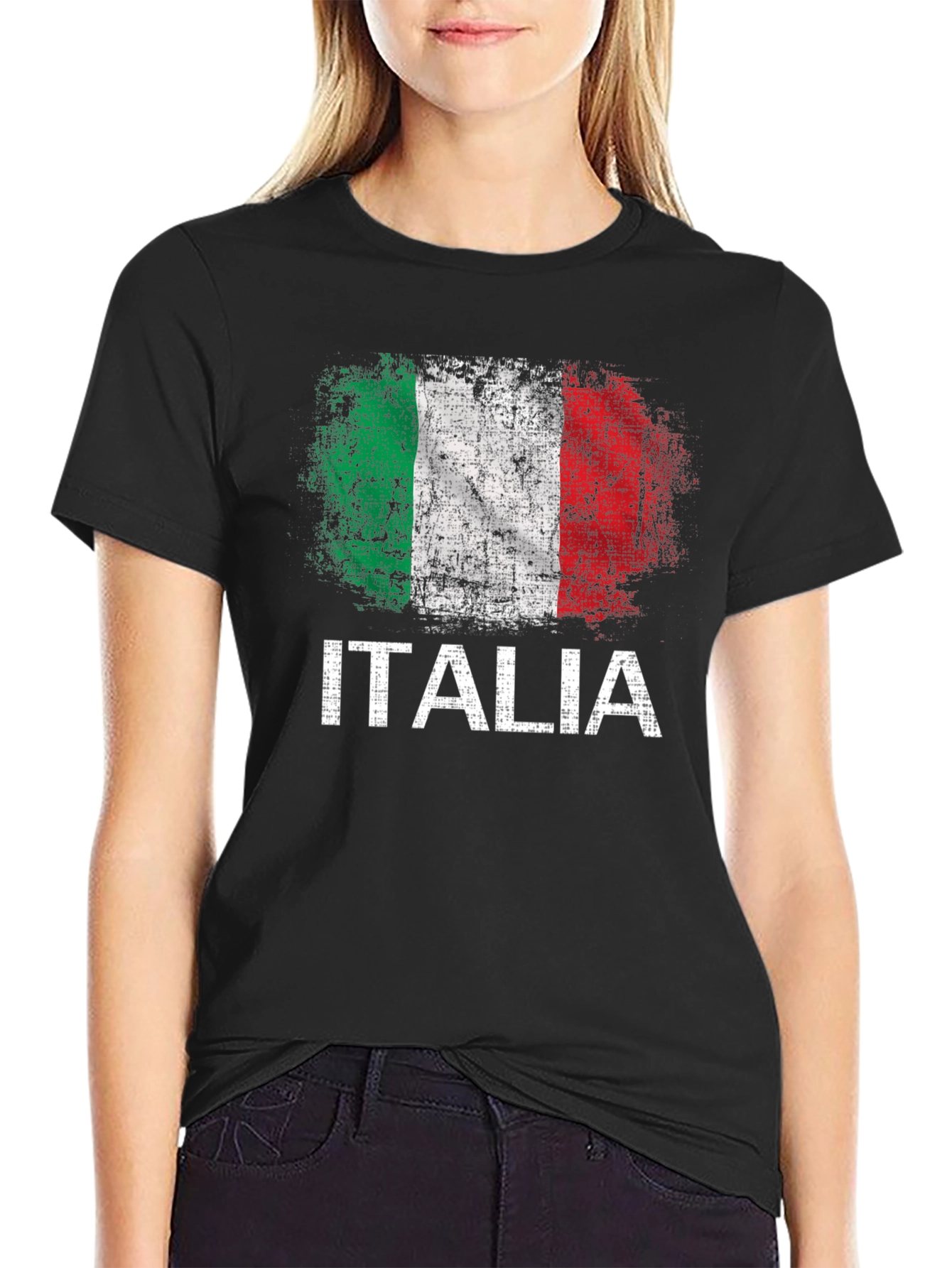 Italia Flag Graphic T-Shirt - Distressed Print