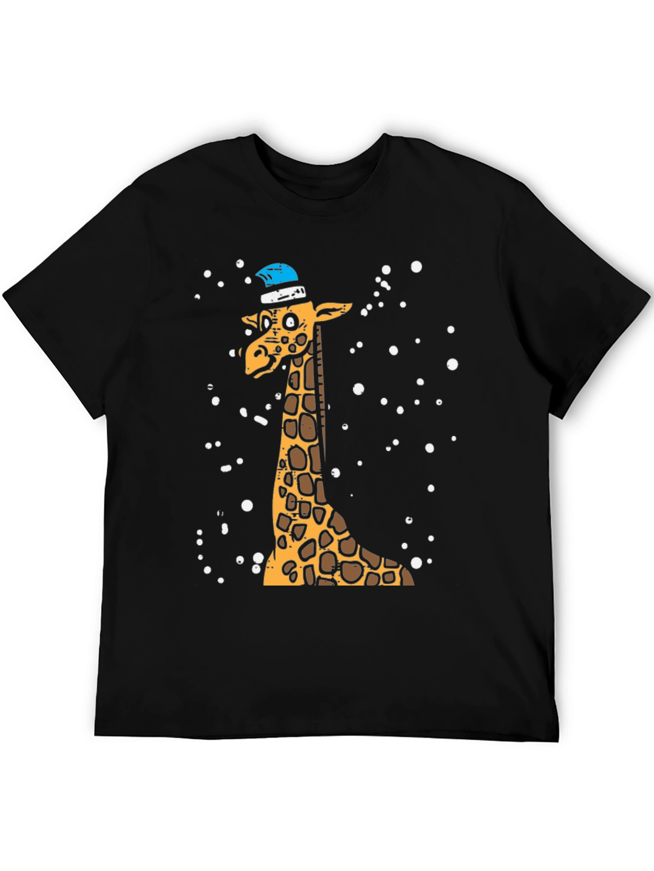 Giraffe with Santa Hat Graphic Tee
