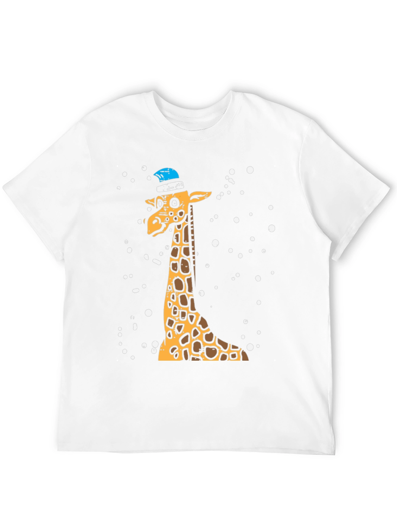 Giraffe with Santa Hat Graphic Tee