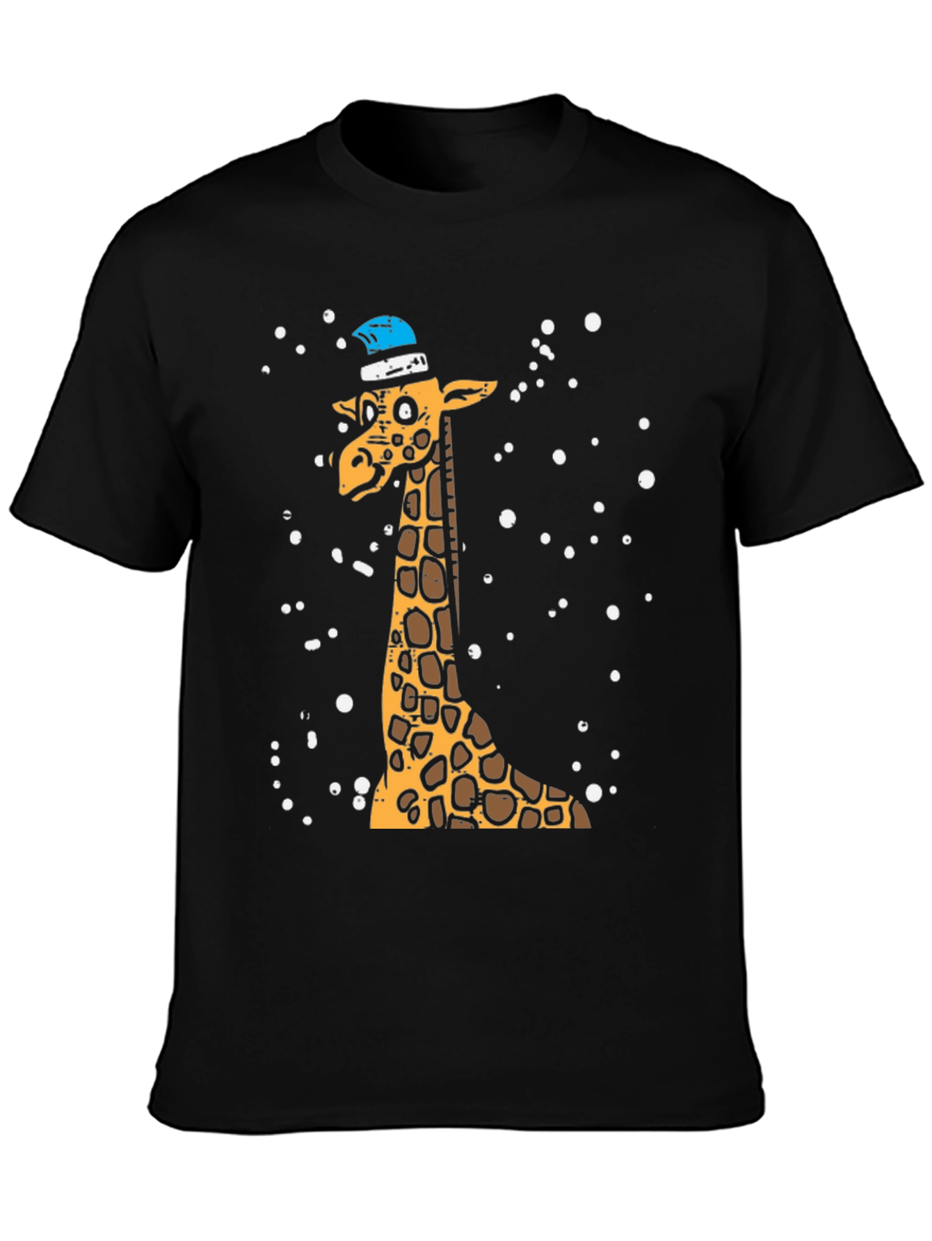 Giraffe with Santa Hat Graphic Tee