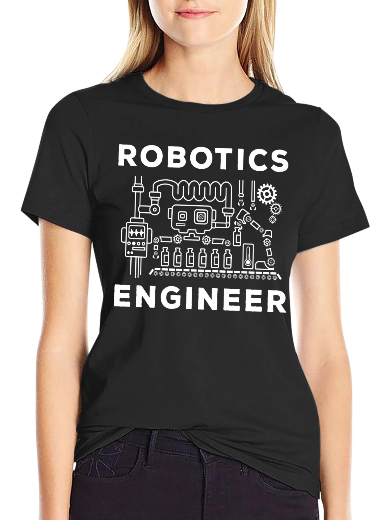 Robotics Engineer Graphic Tee - Black Cotton Shirt