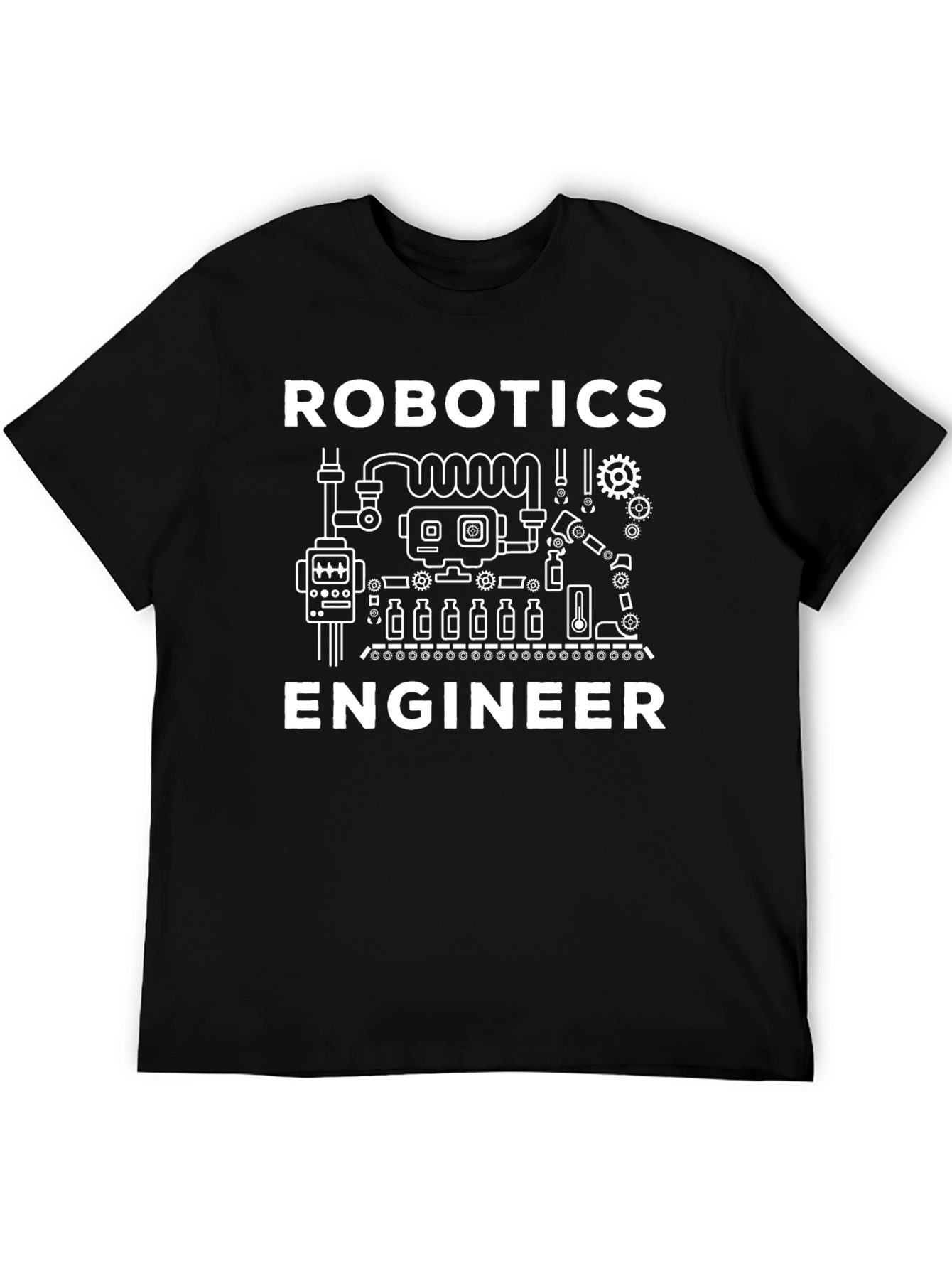Robotics Engineer Graphic Tee - Black Cotton Shirt