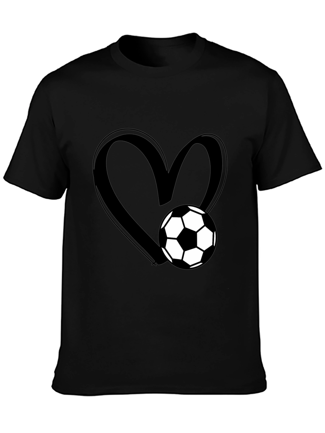 Soccer Heart Black T-Shirt