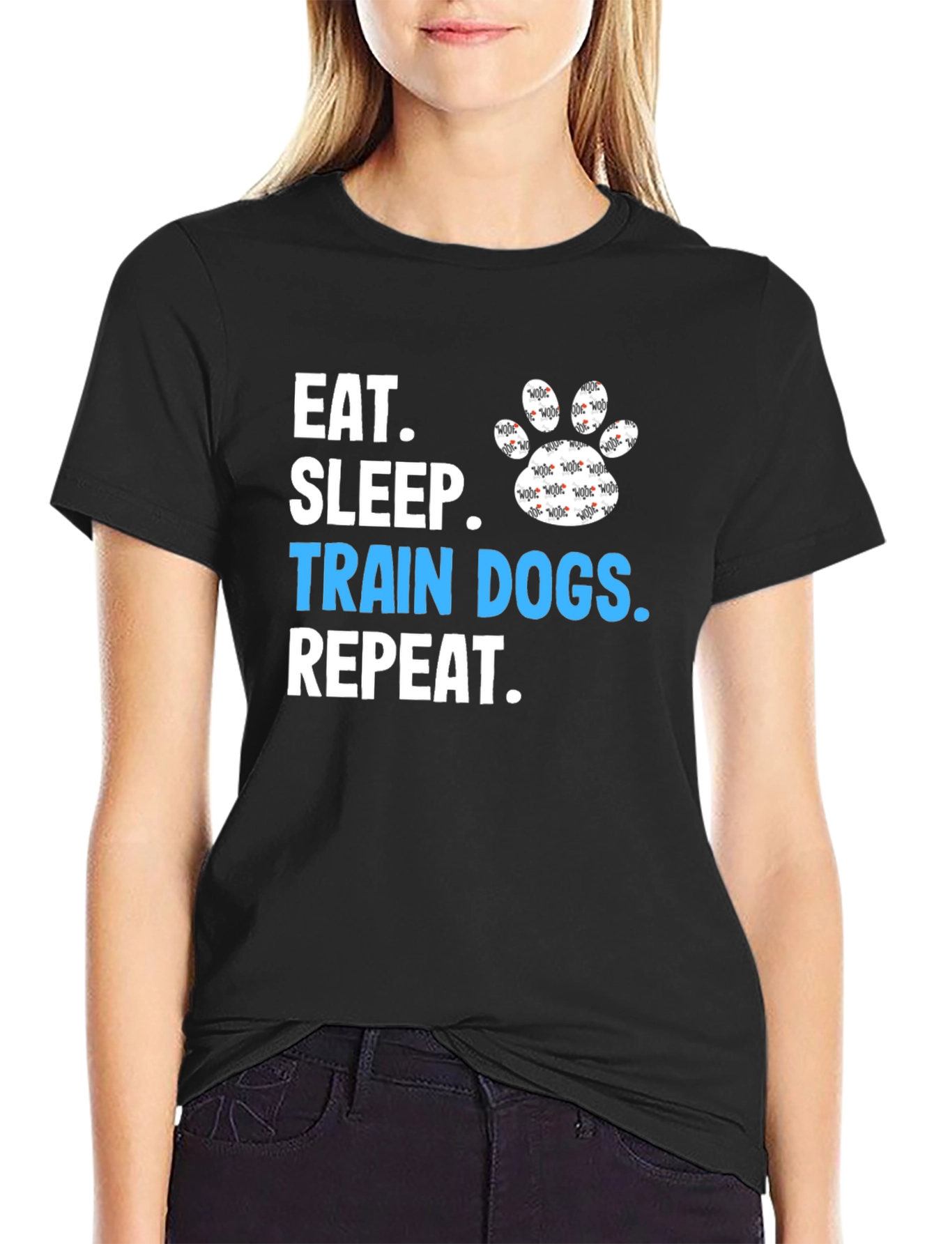 Eat Sleep Train Dogs Repeat Graphic Tee