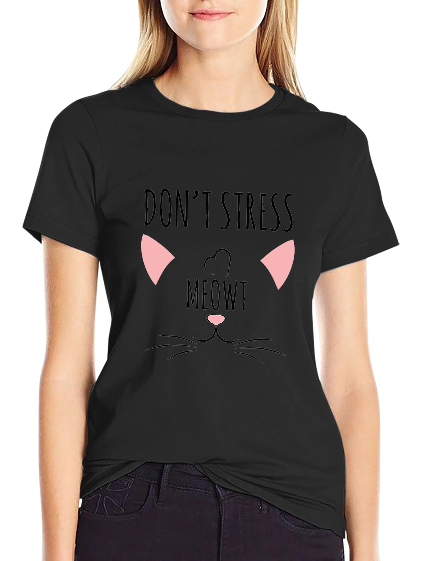 Dont Stress Meowt Black Graphic Tee