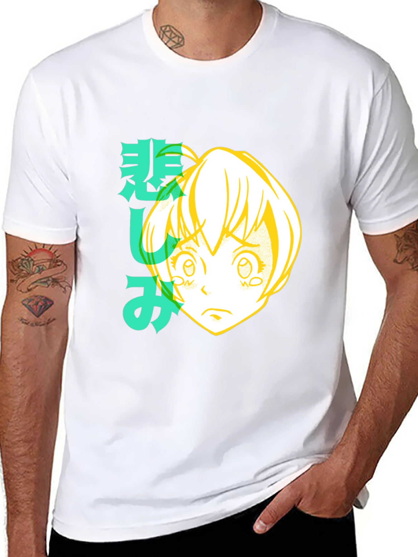 Anime Girl Graphic Tee - Black Cotton T-Shirt