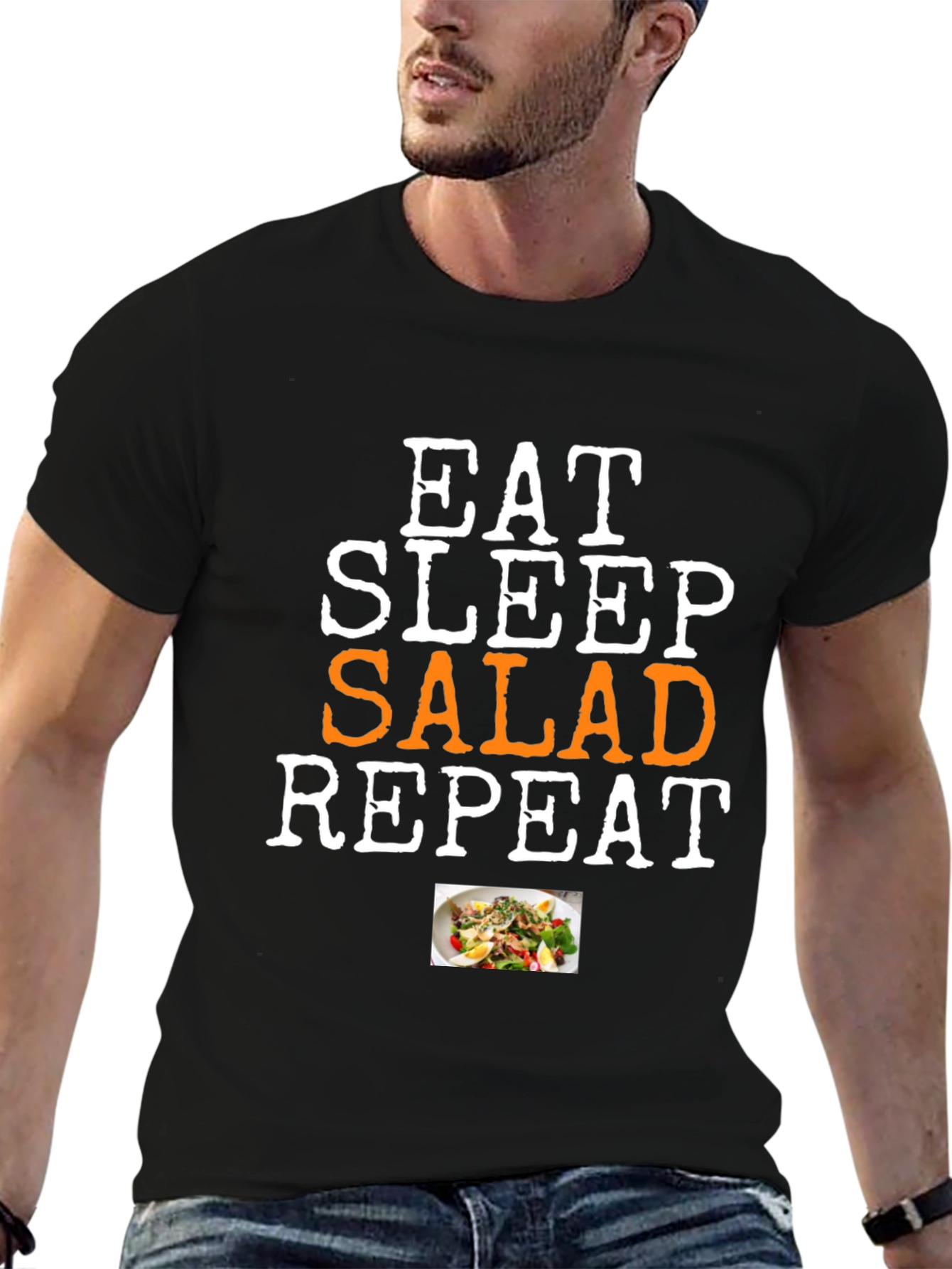 Eat Sleep Salad Repeat T-Shirt - Funny Foodie Tee