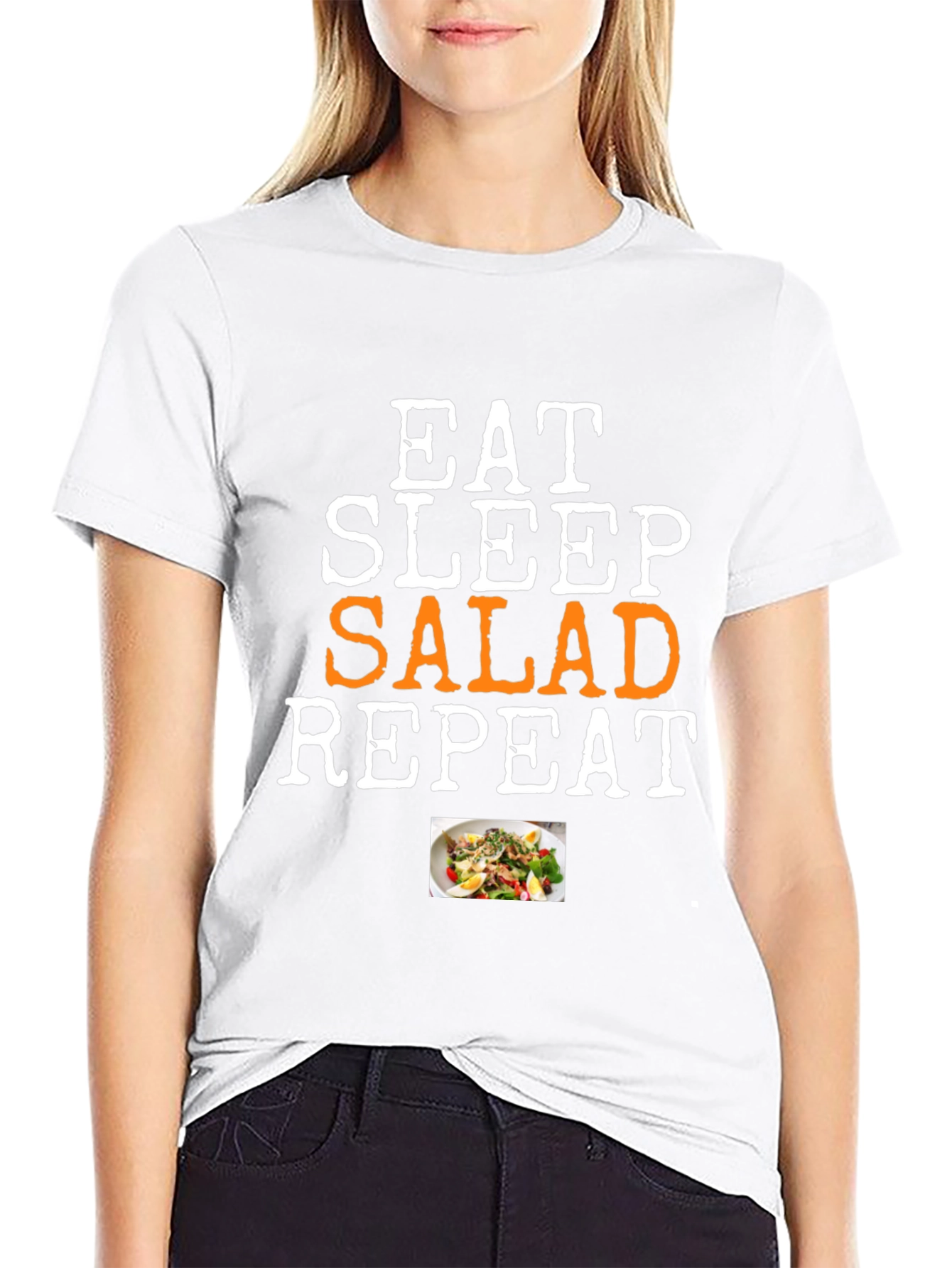 Eat Sleep Salad Repeat T-Shirt - Funny Foodie Tee