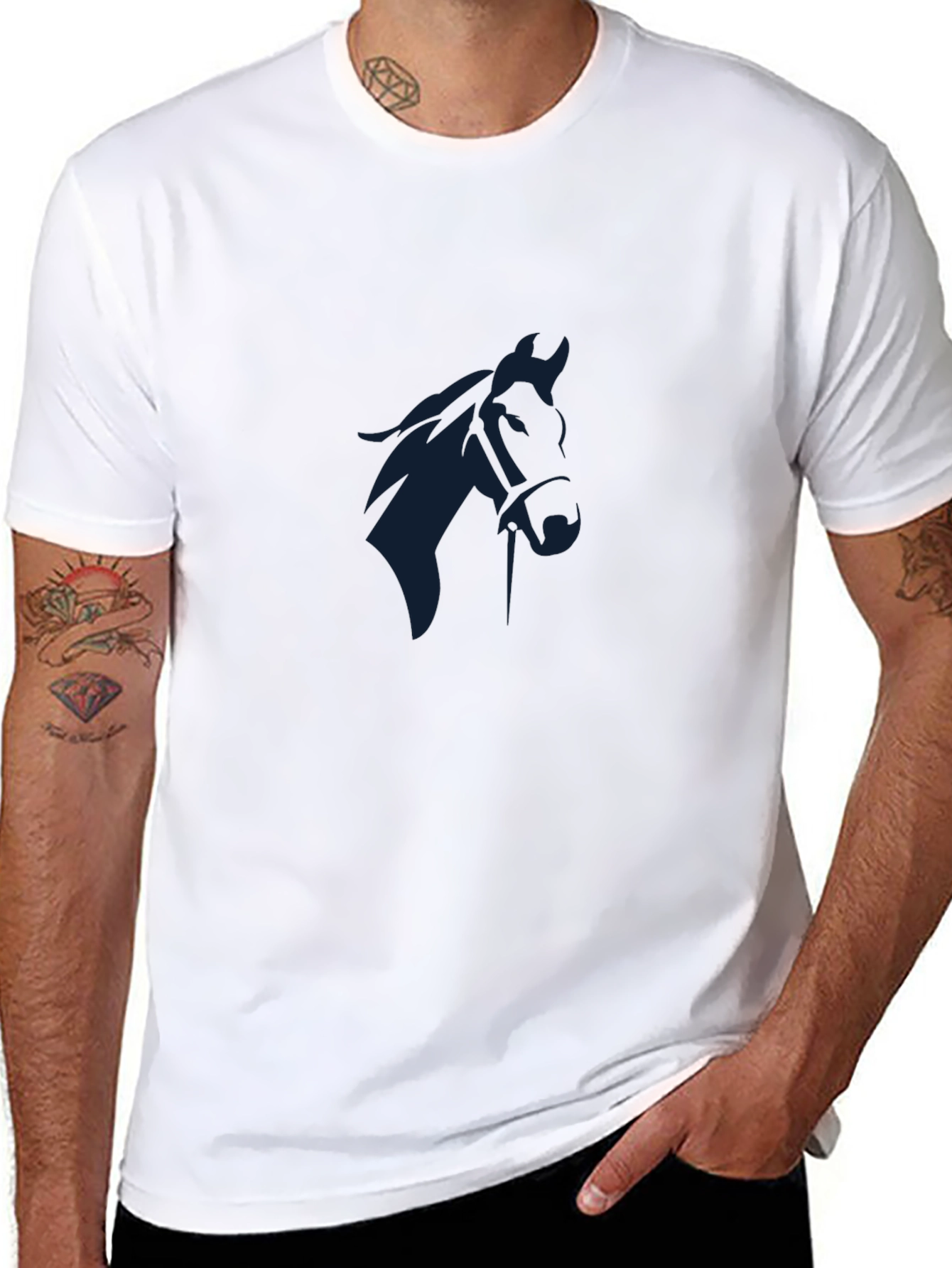 Black Horse Graphic Tee - Mens Casual Style