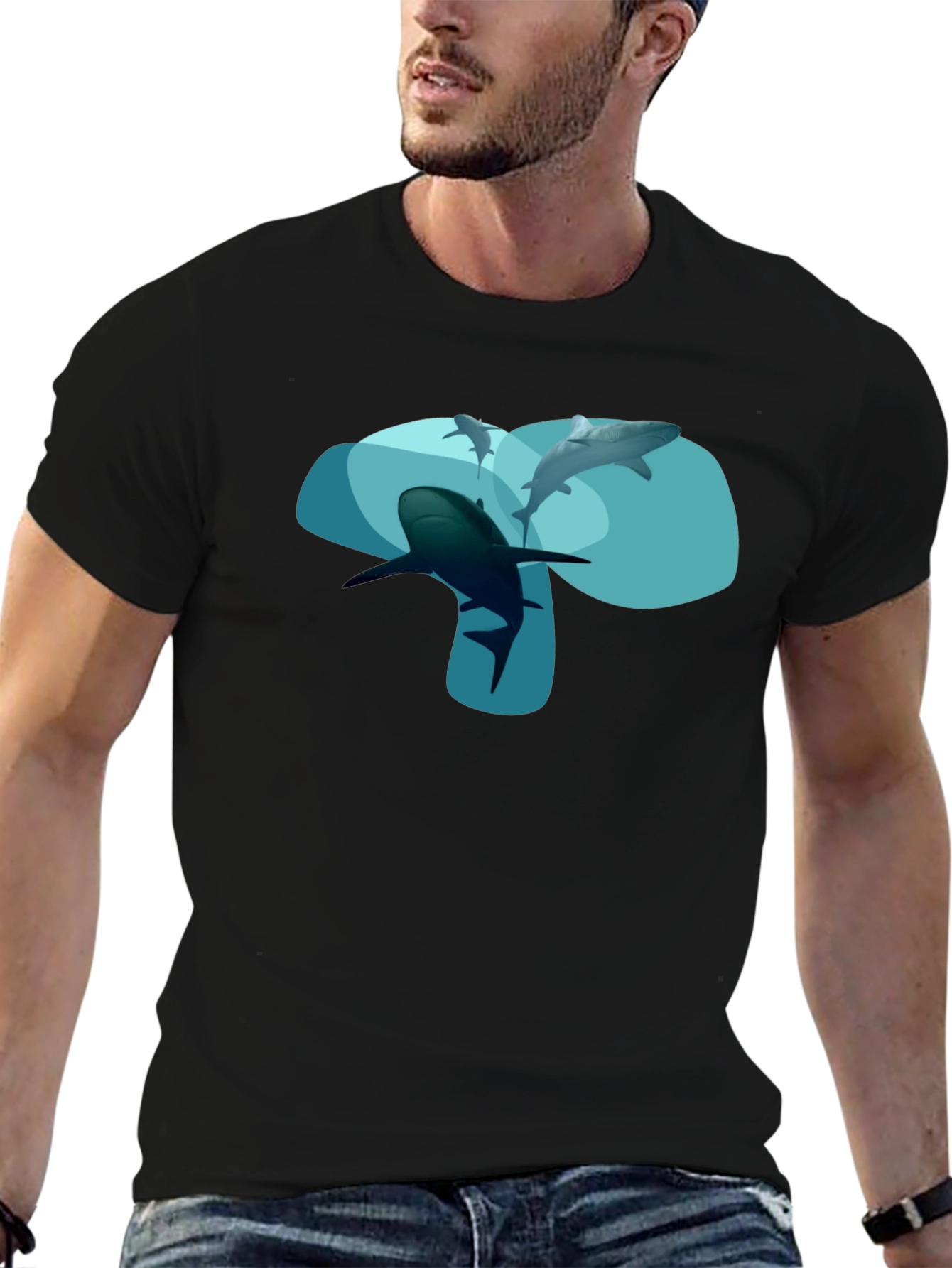 Shark Graphic Black T-Shirt