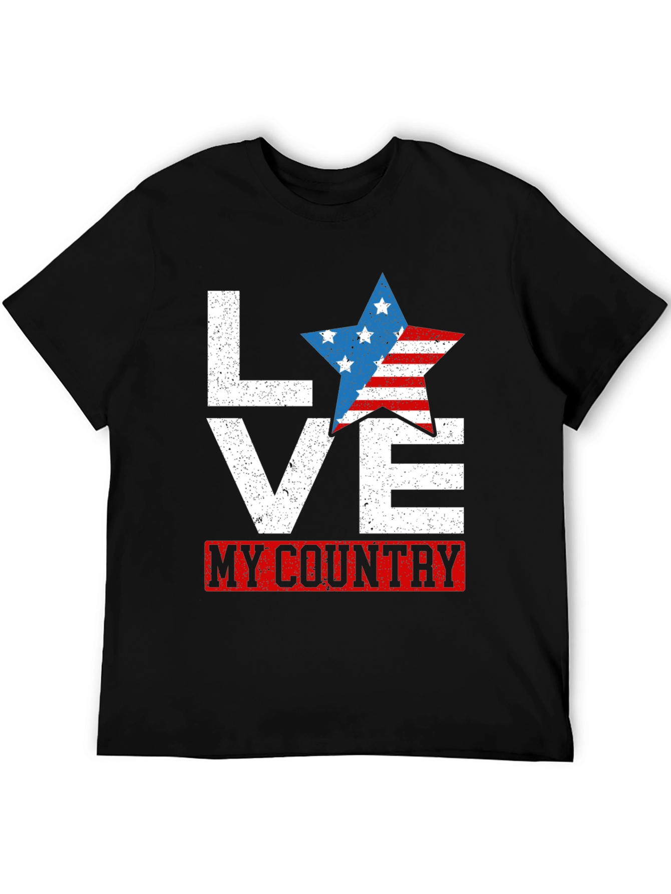 Love My Country USA Flag Star Patriotic T-Shirt