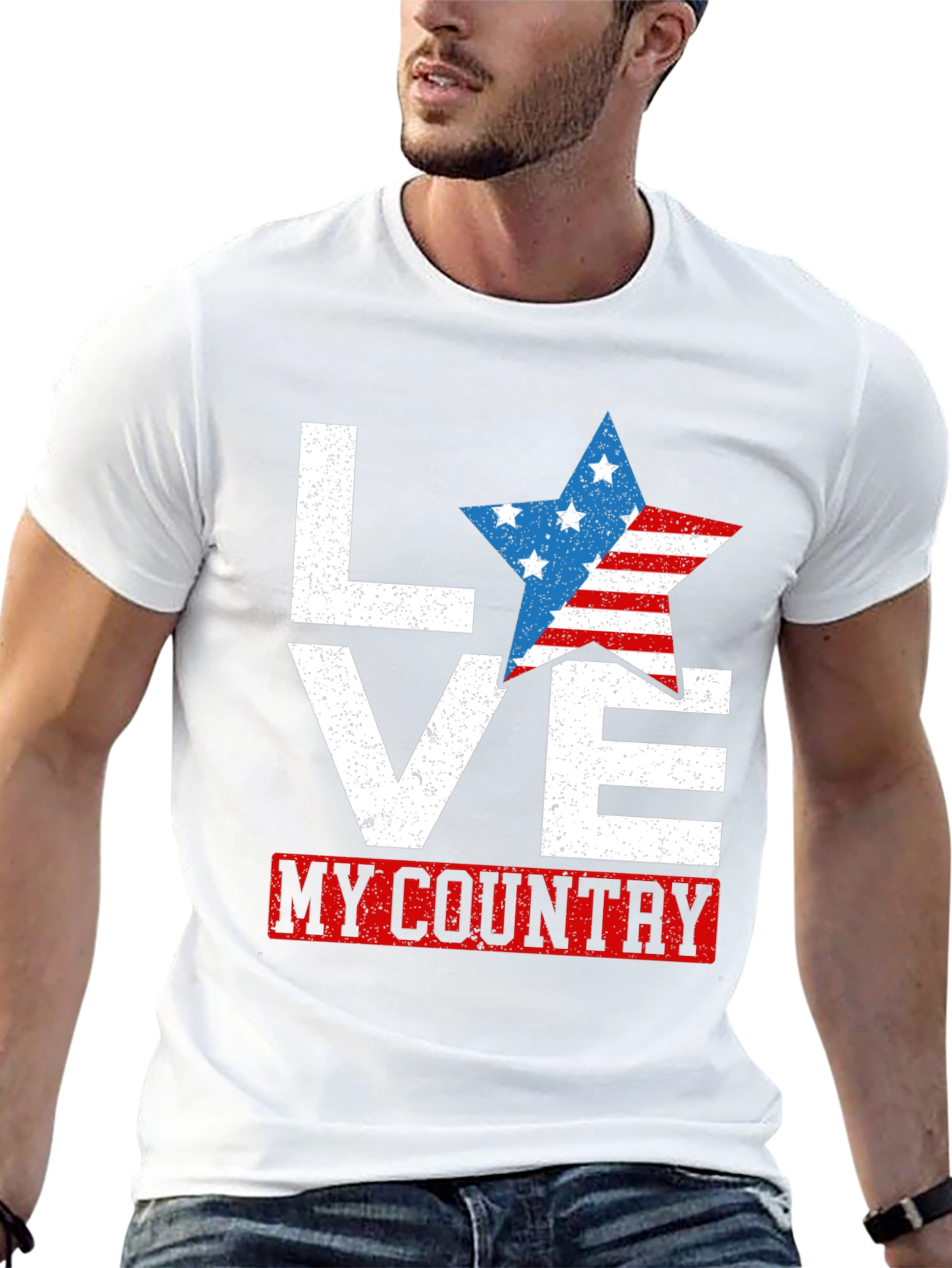 Love My Country USA Flag Star Patriotic T-Shirt