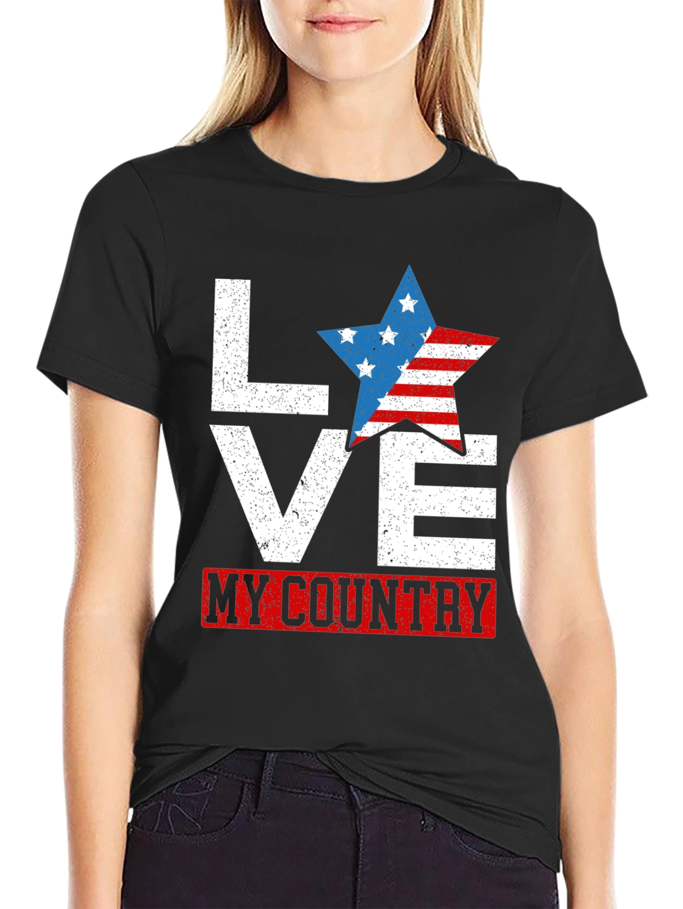 Love My Country USA Flag Star Patriotic T-Shirt