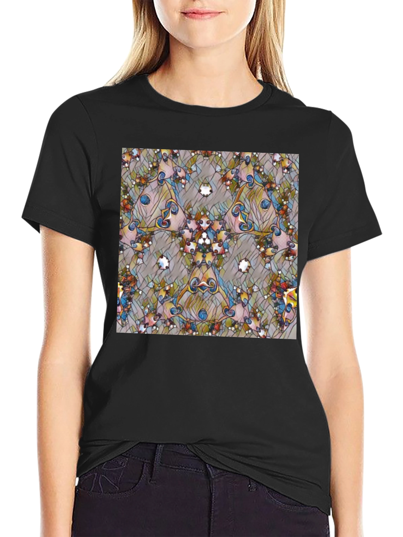 Kaleidoscope Art Black T-Shirt