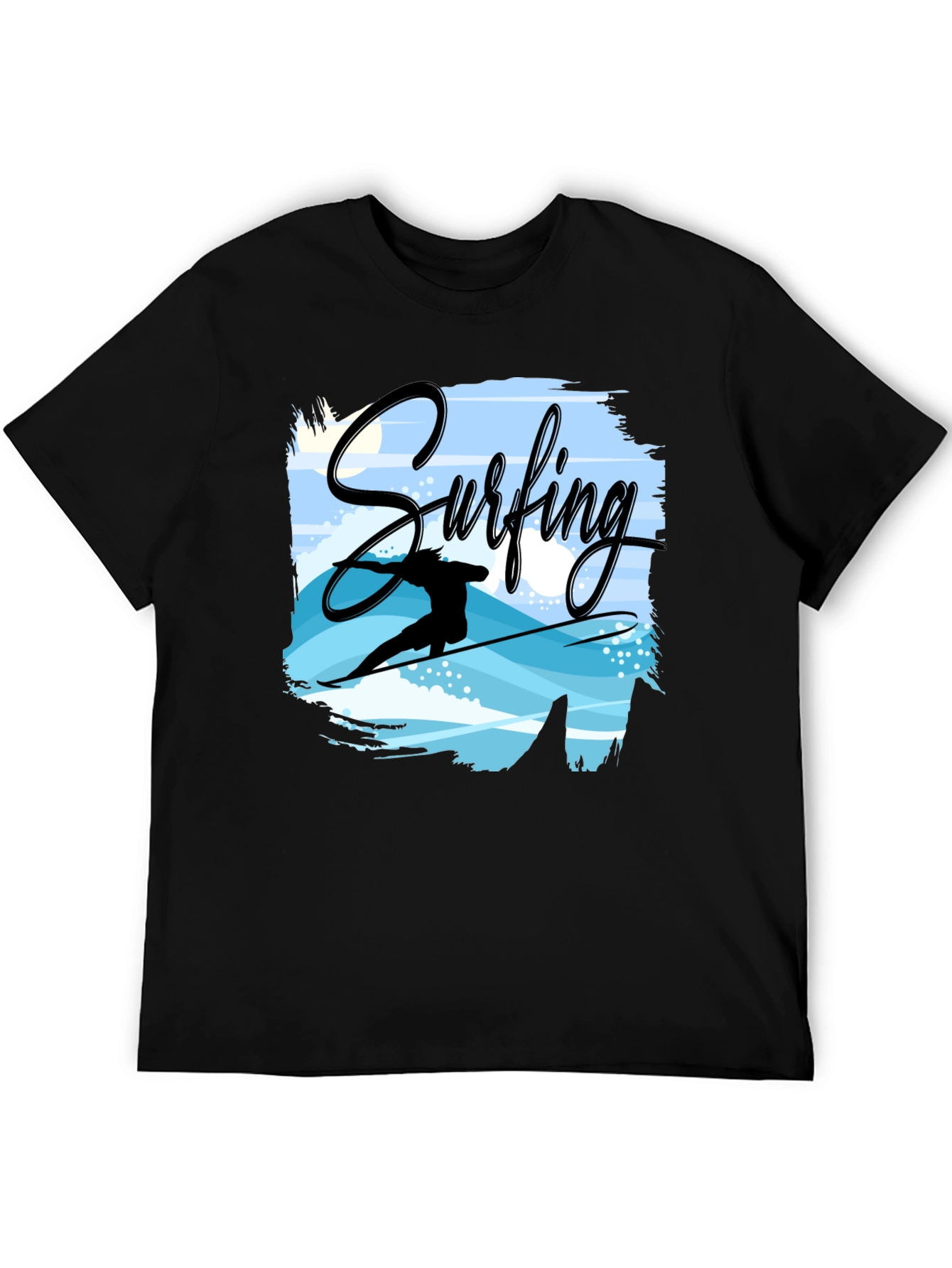 Surfing Graphic T-Shirt - Black