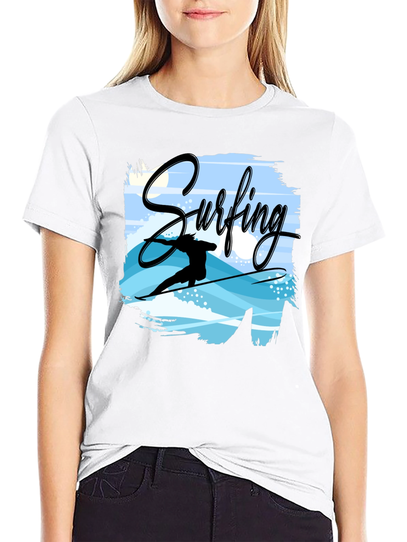 Surfing Graphic T-Shirt - Black