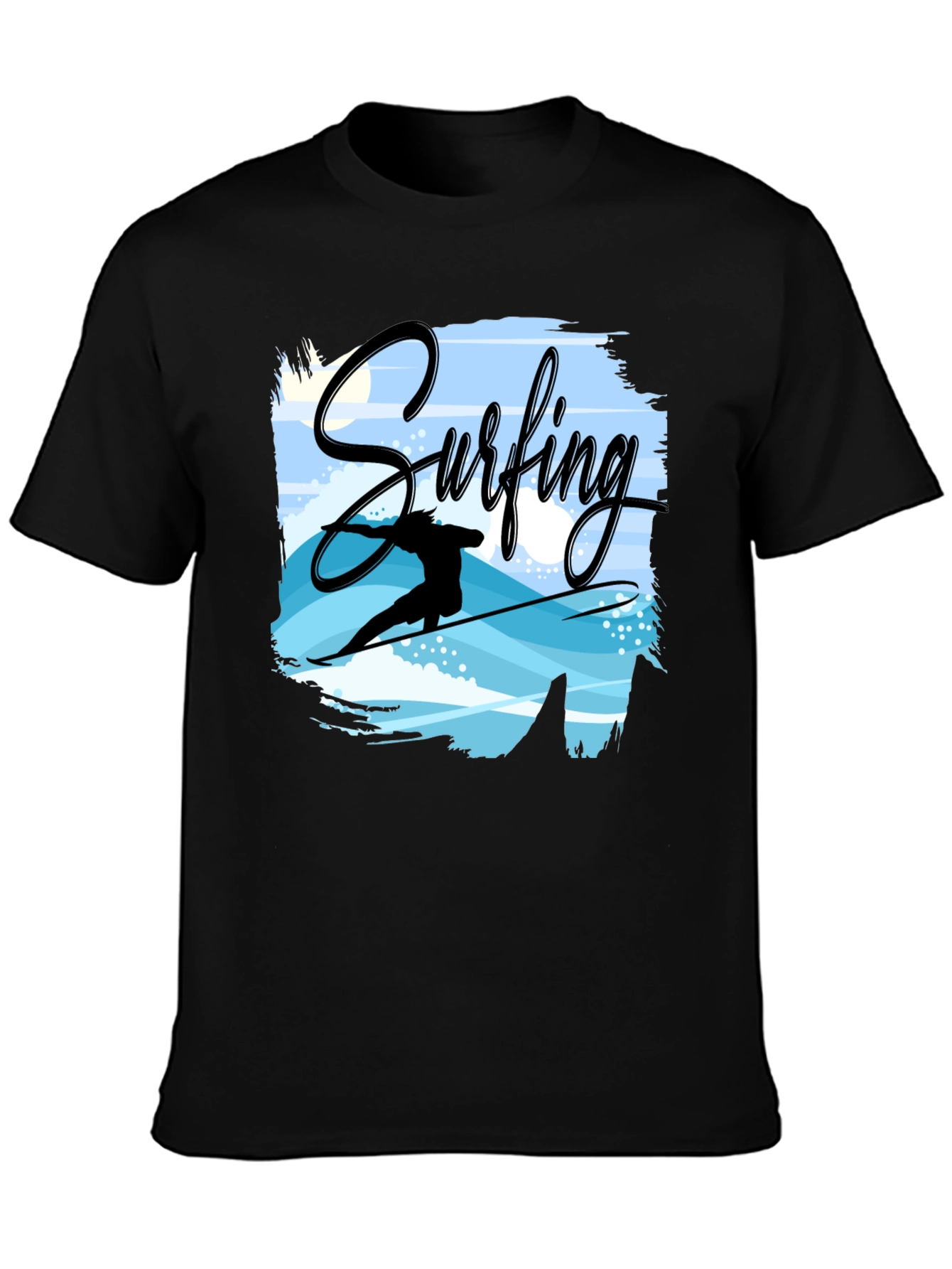 Surfing Graphic T-Shirt - Black