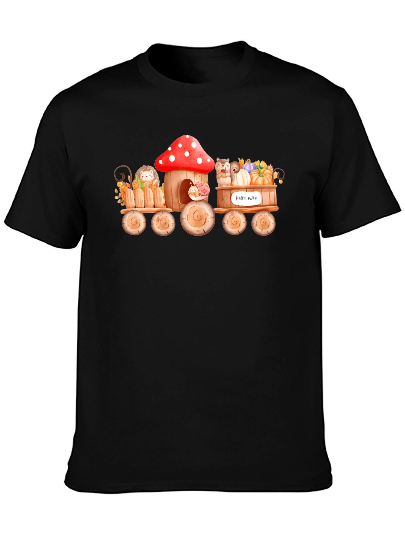 Whimsical Fall Animals Train T-Shirt