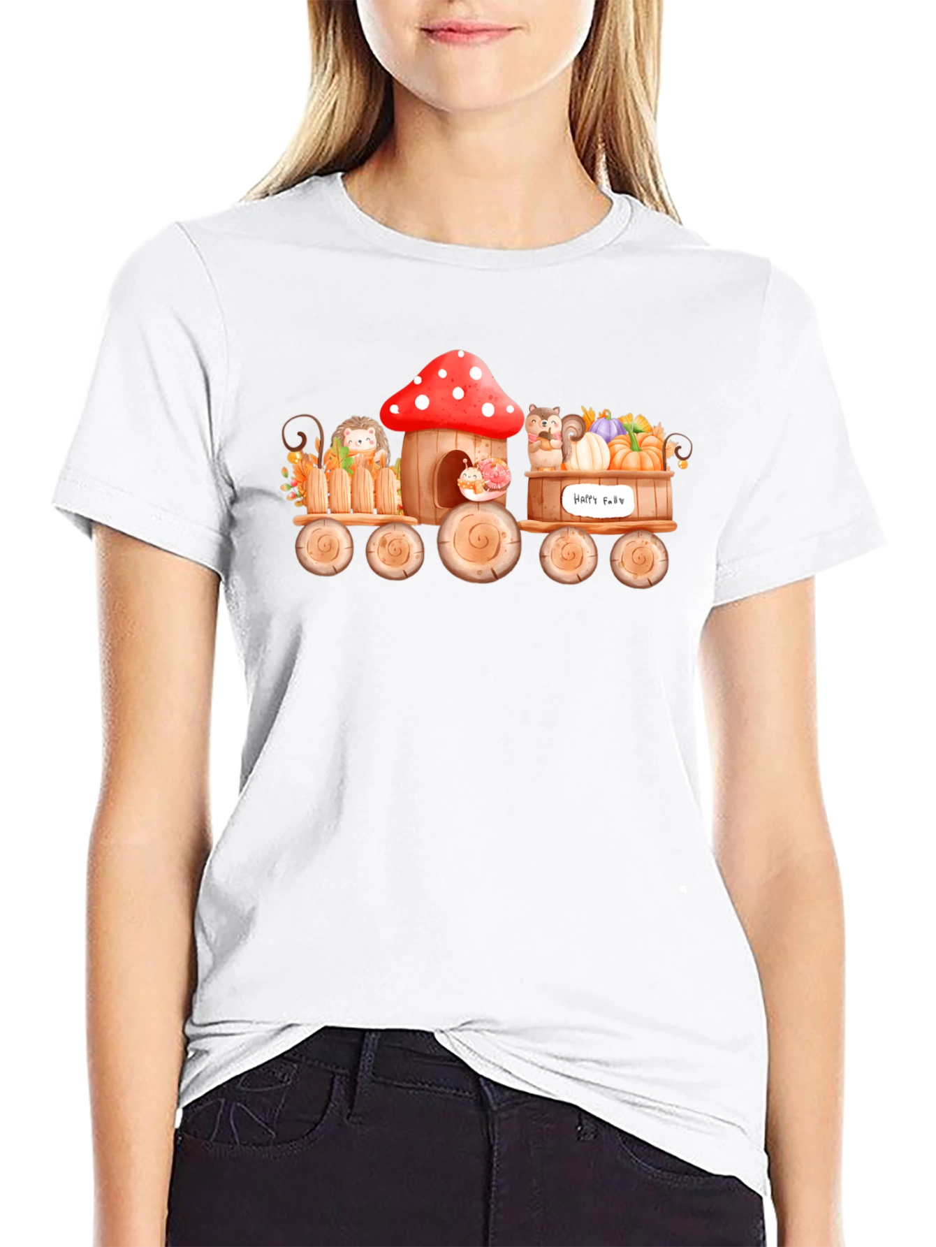 Whimsical Fall Animals Train T-Shirt