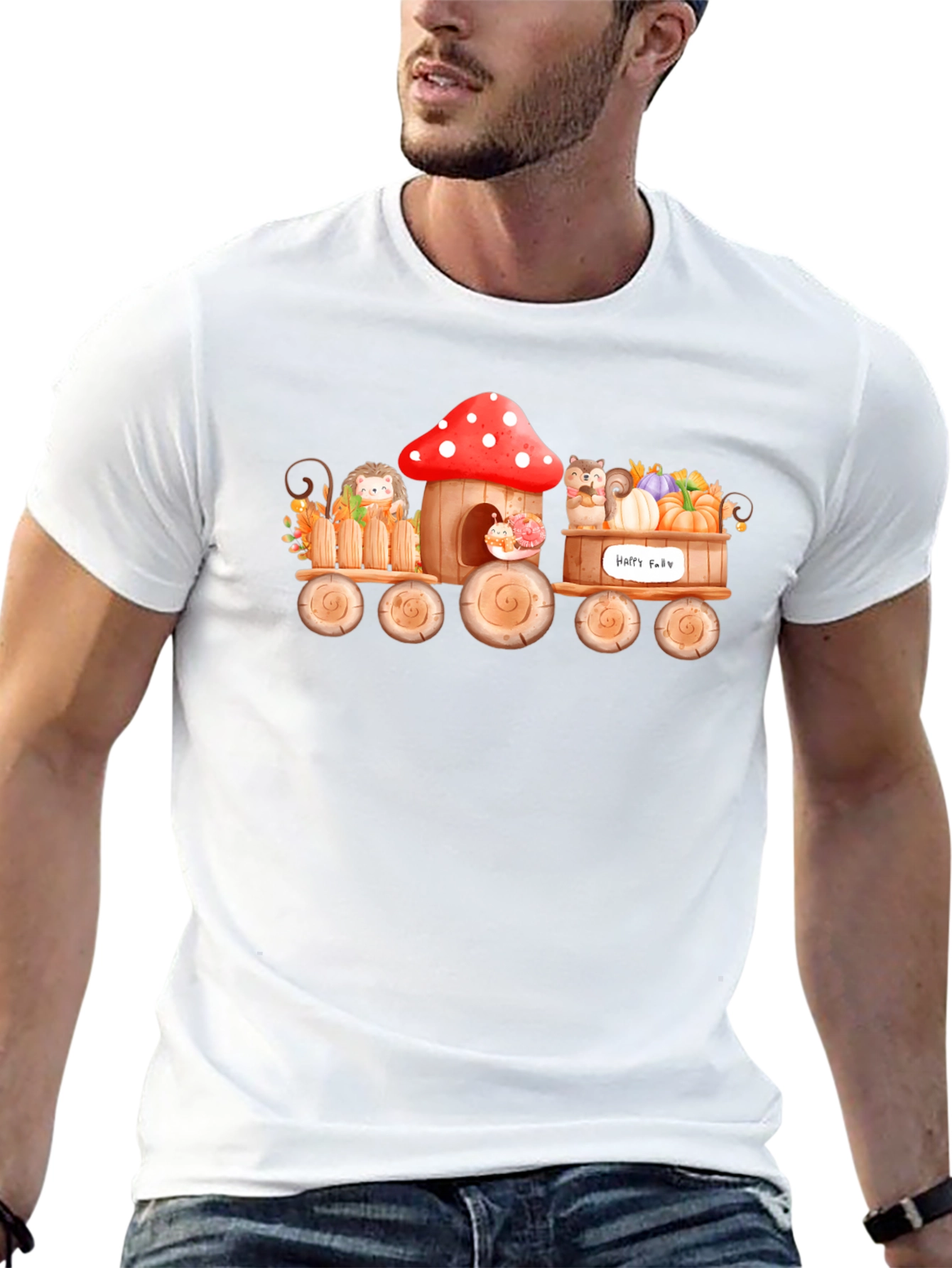 Whimsical Fall Animals Train T-Shirt