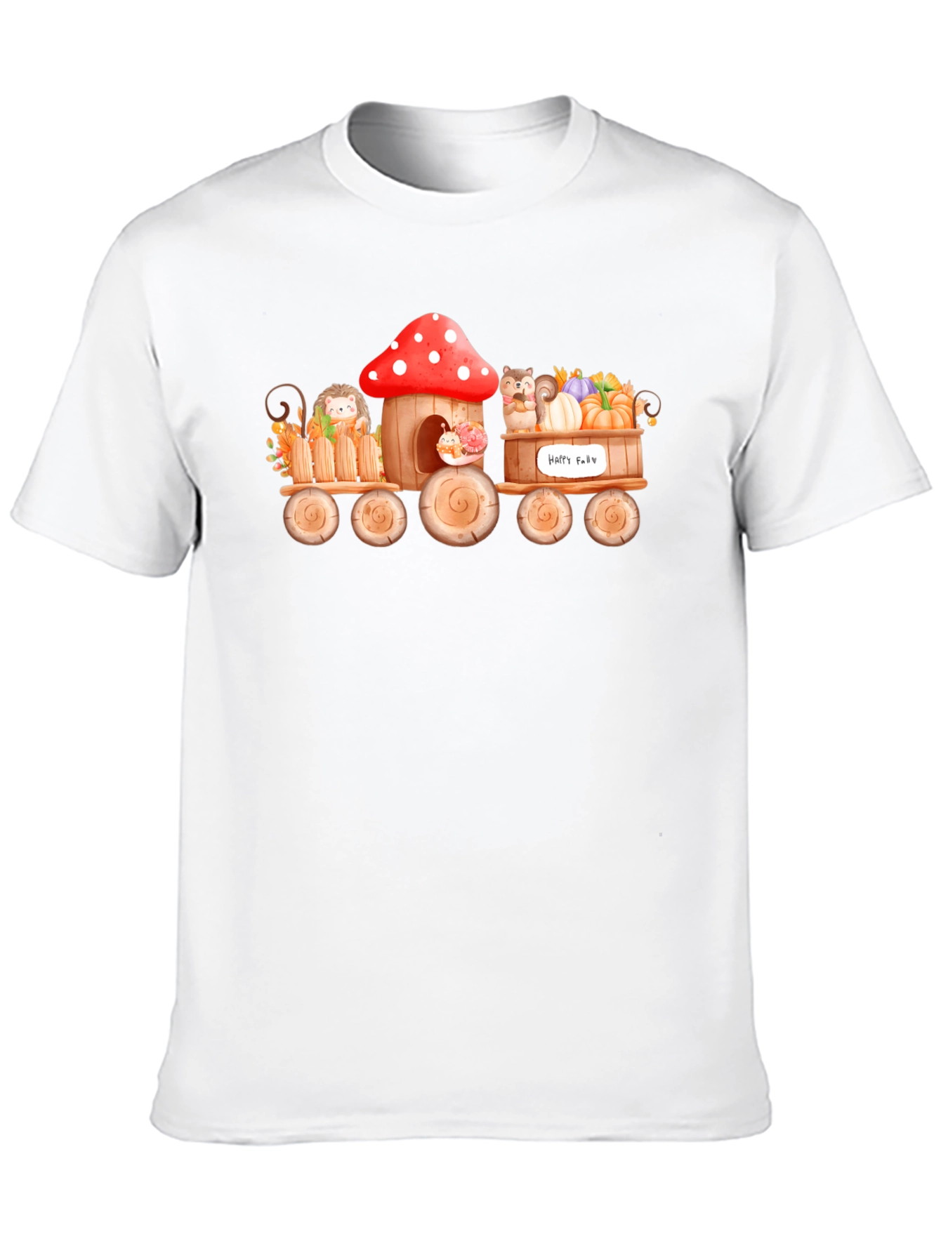 Whimsical Fall Animals Train T-Shirt