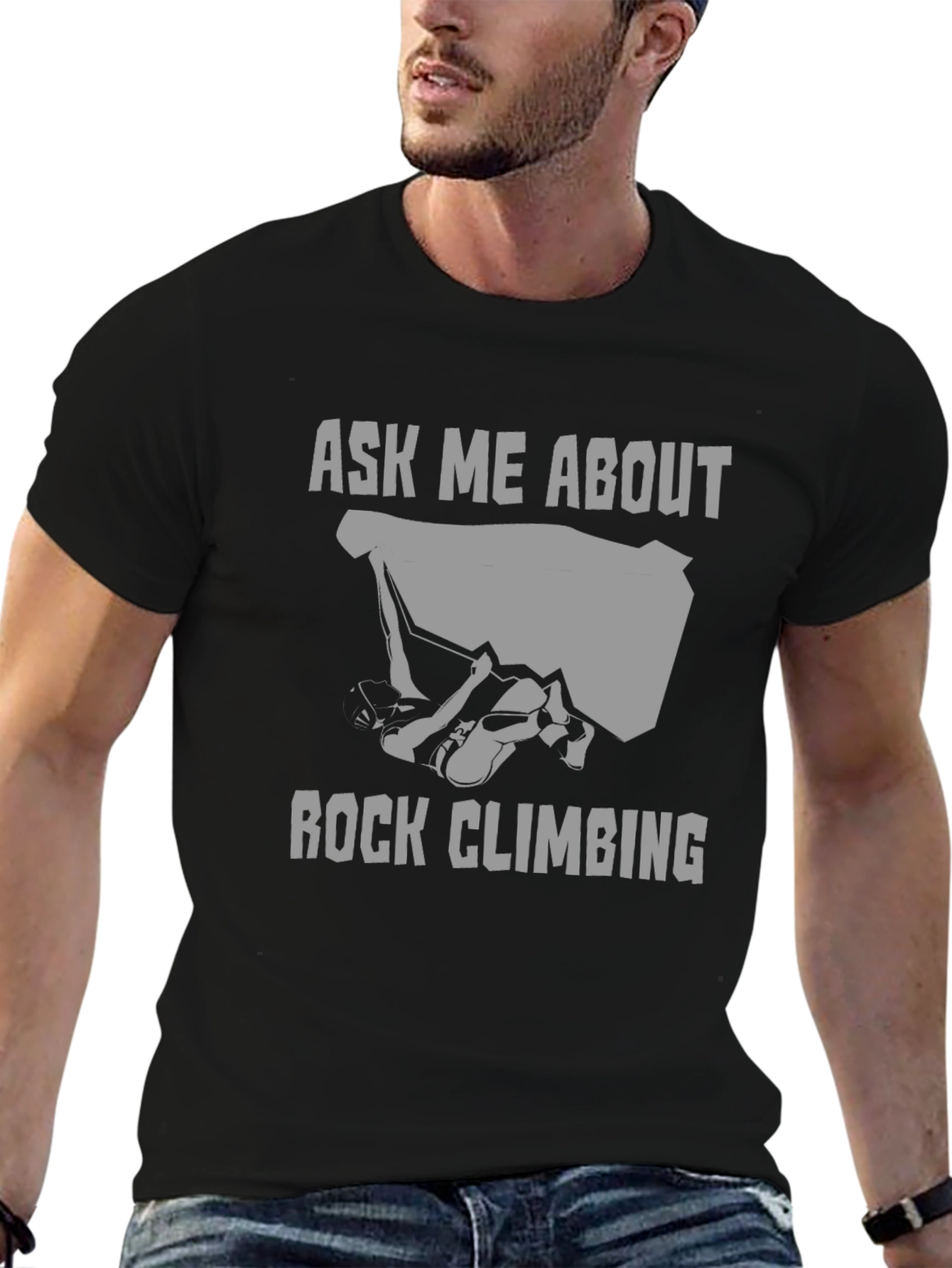 Ask Me About Rock Climbing T-Shirt - Black