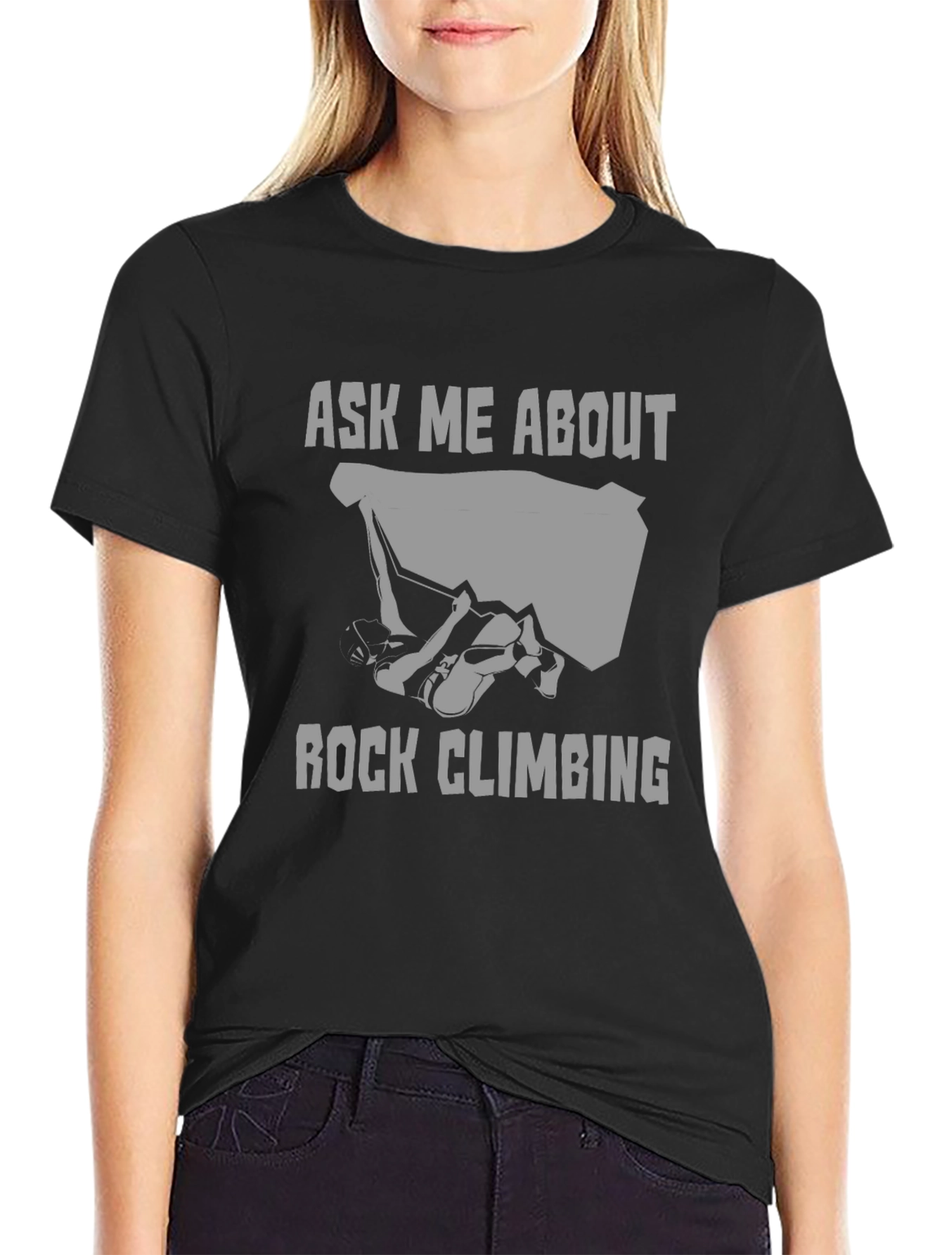 Ask Me About Rock Climbing T-Shirt - Black