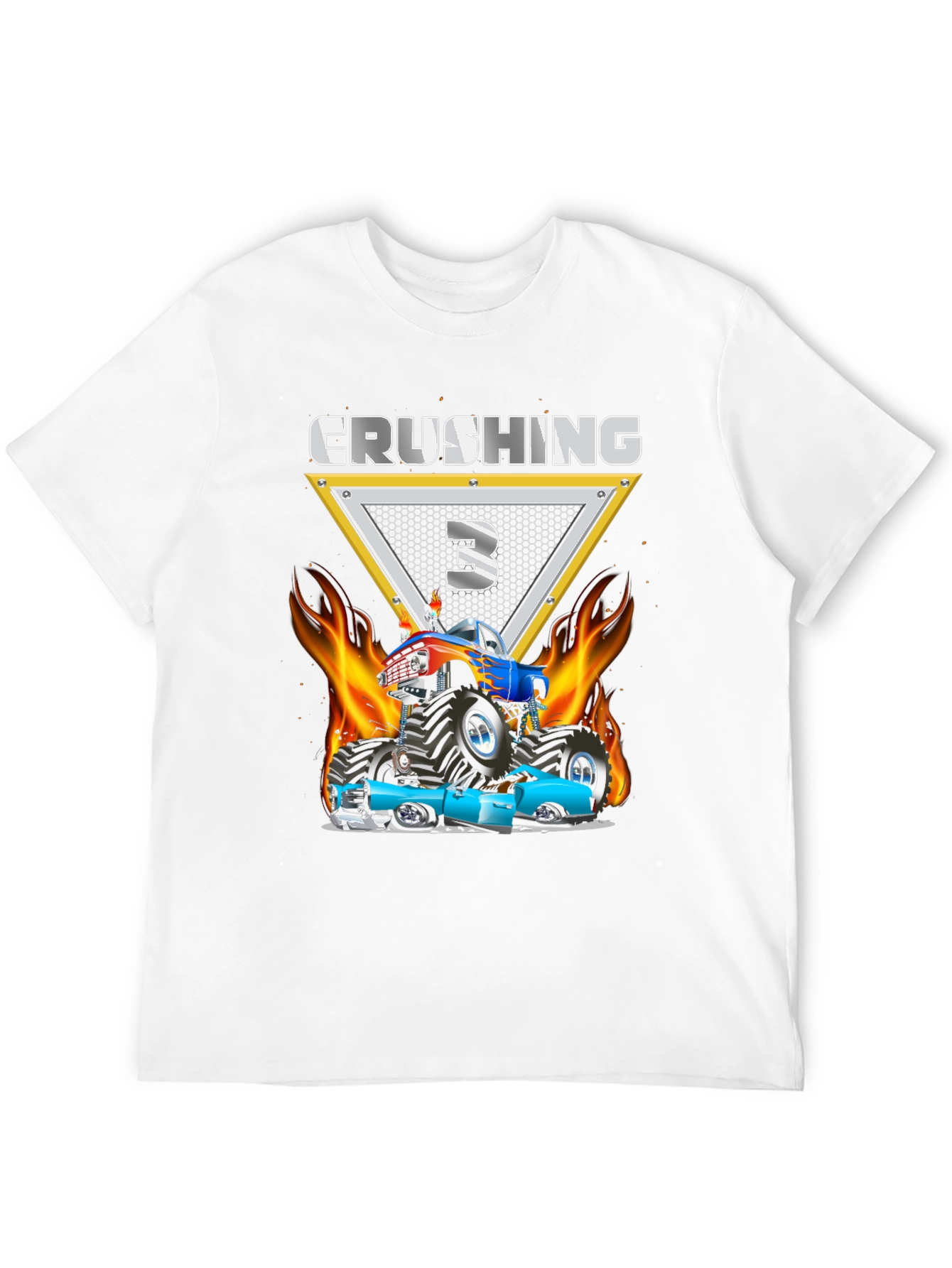 Crushing Three Monster Truck Birthday T-Shirt