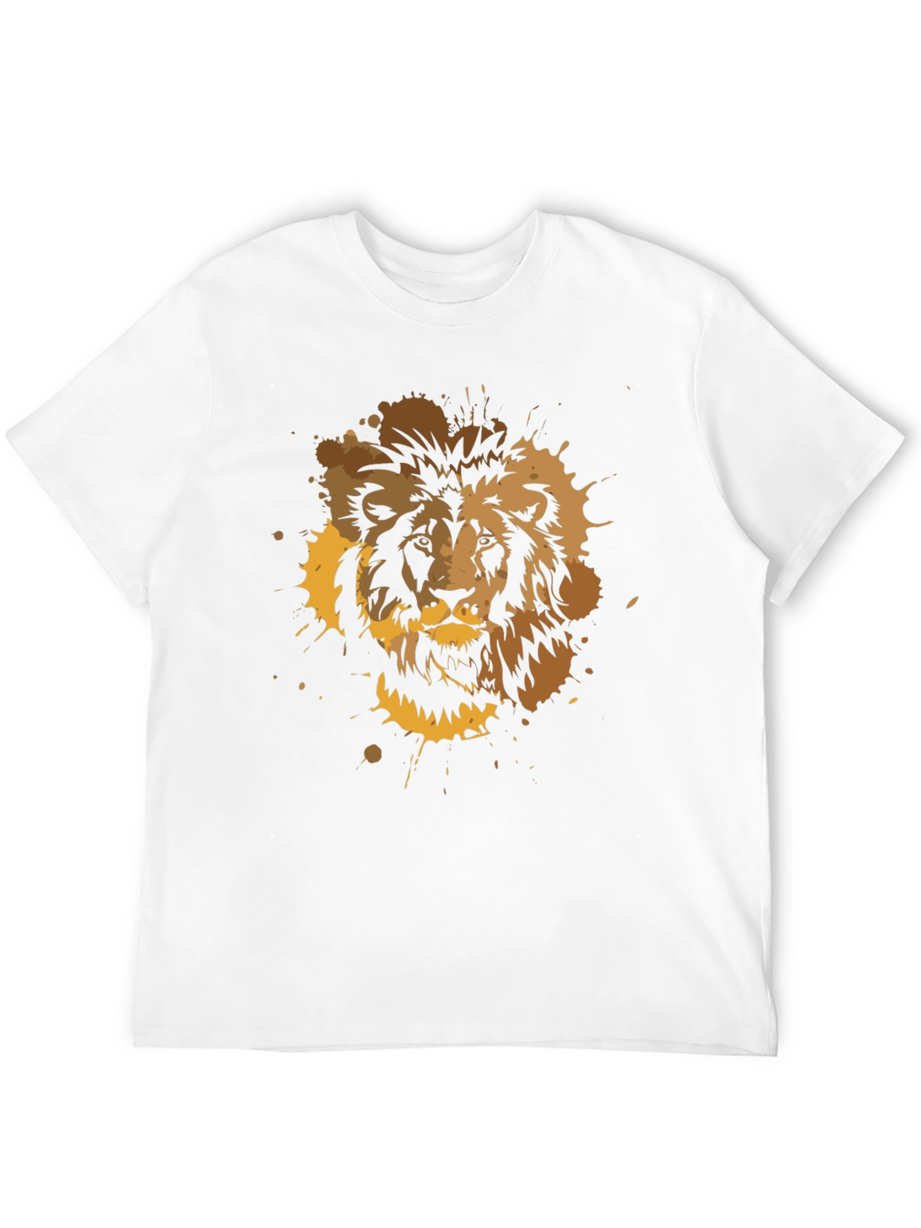 Lion Splatter Graphic Print T-Shirt - Black