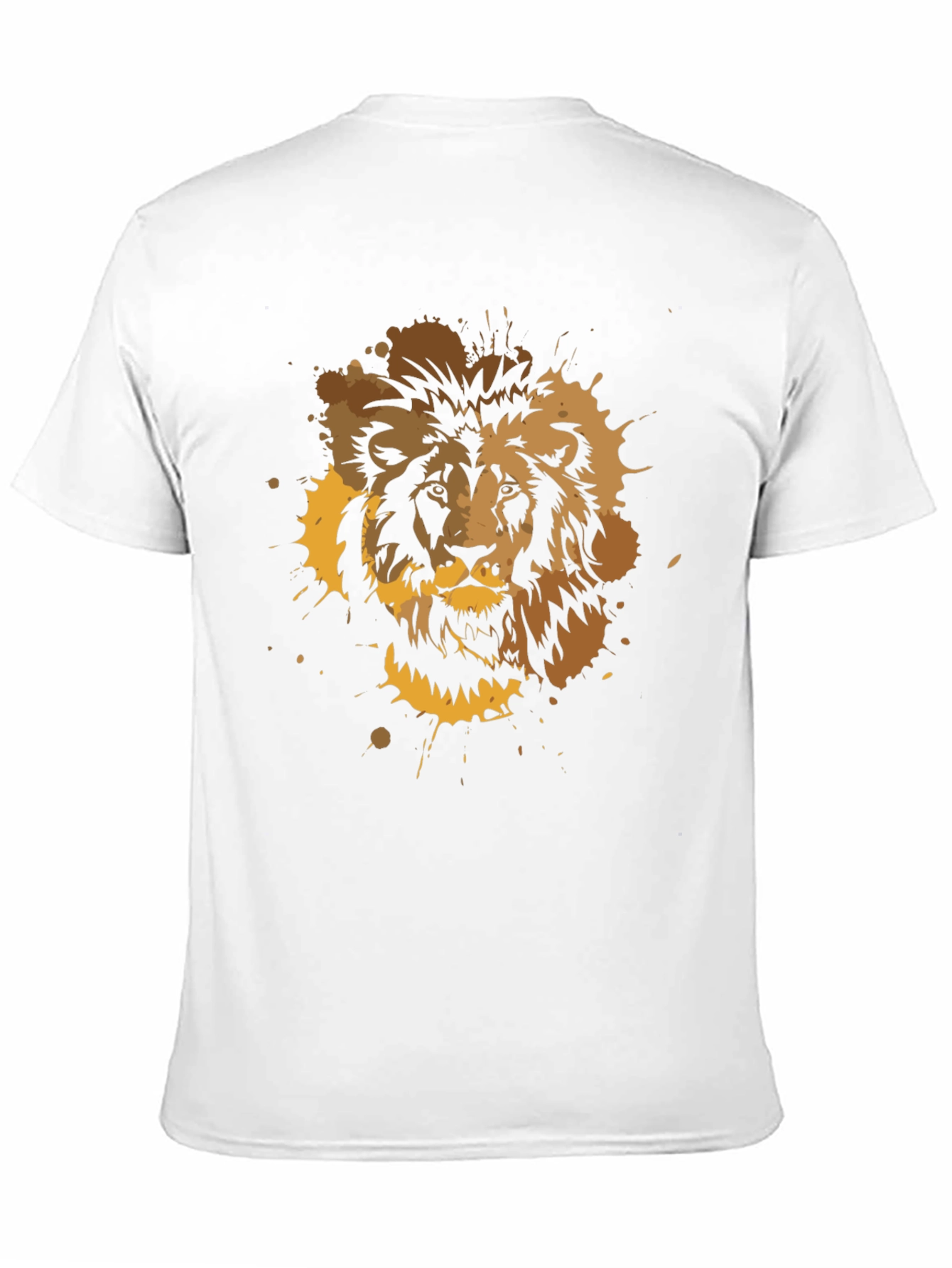 Lion Splatter Graphic Print T-Shirt - Black