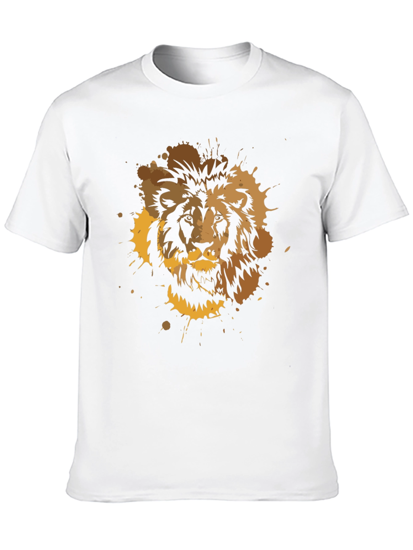 Lion Splatter Graphic Print T-Shirt - Black