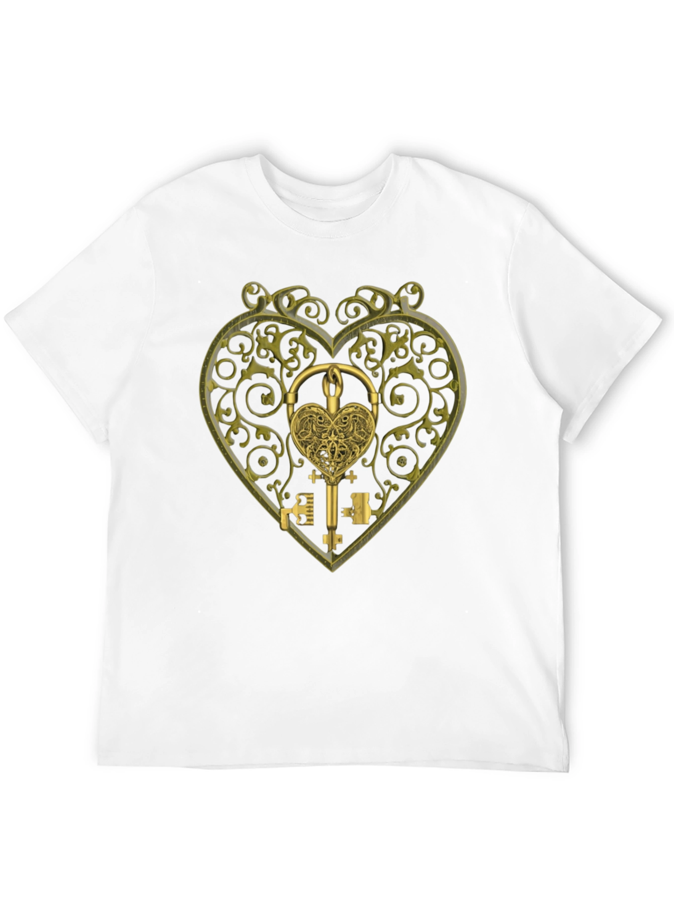 Ornate Heart Lock & Key Black Graphic Tee