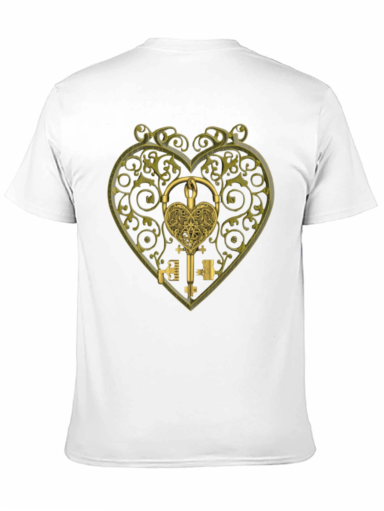 Ornate Heart Lock & Key Black Graphic Tee