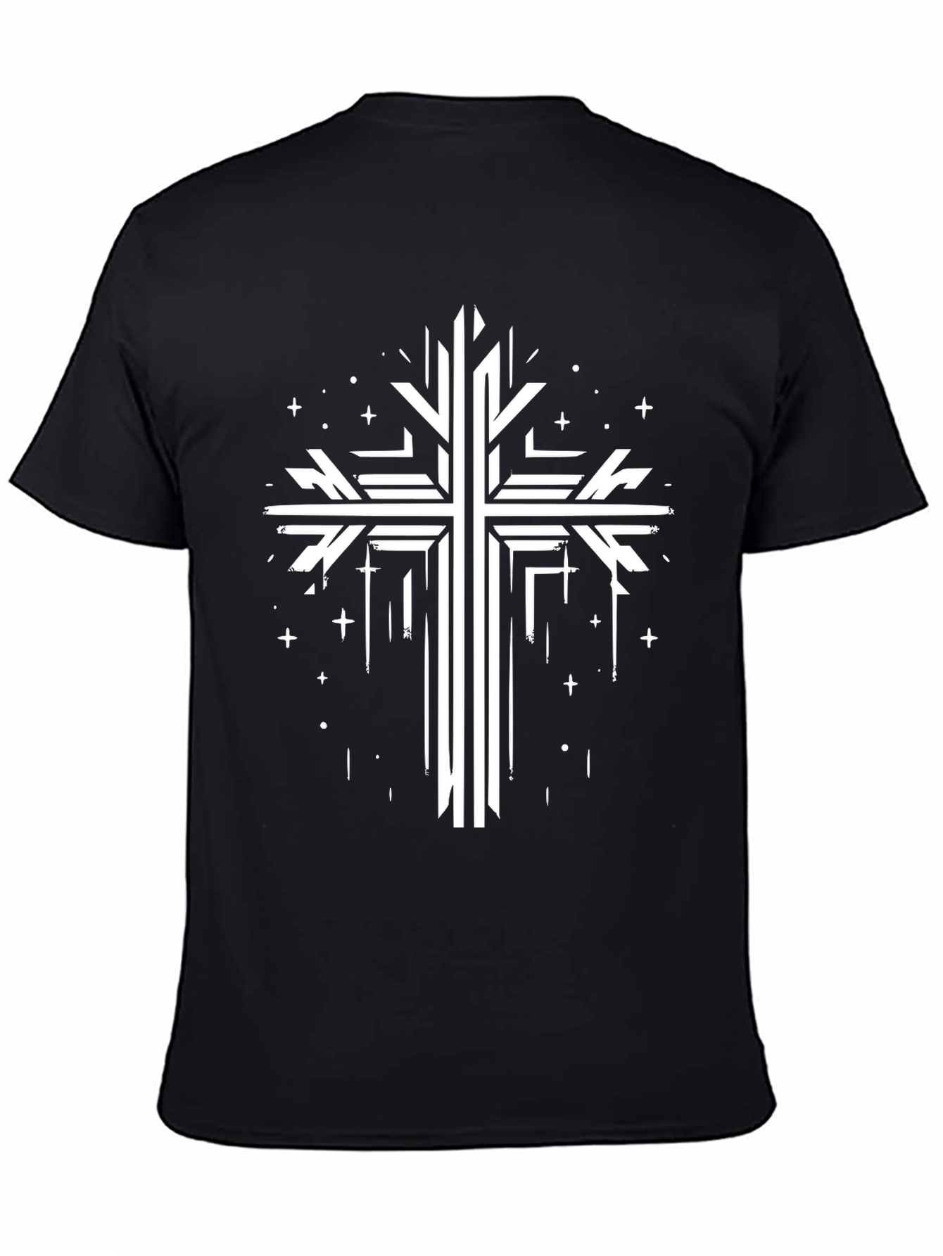 Modern Christian Cross Graphic Black T-Shirt