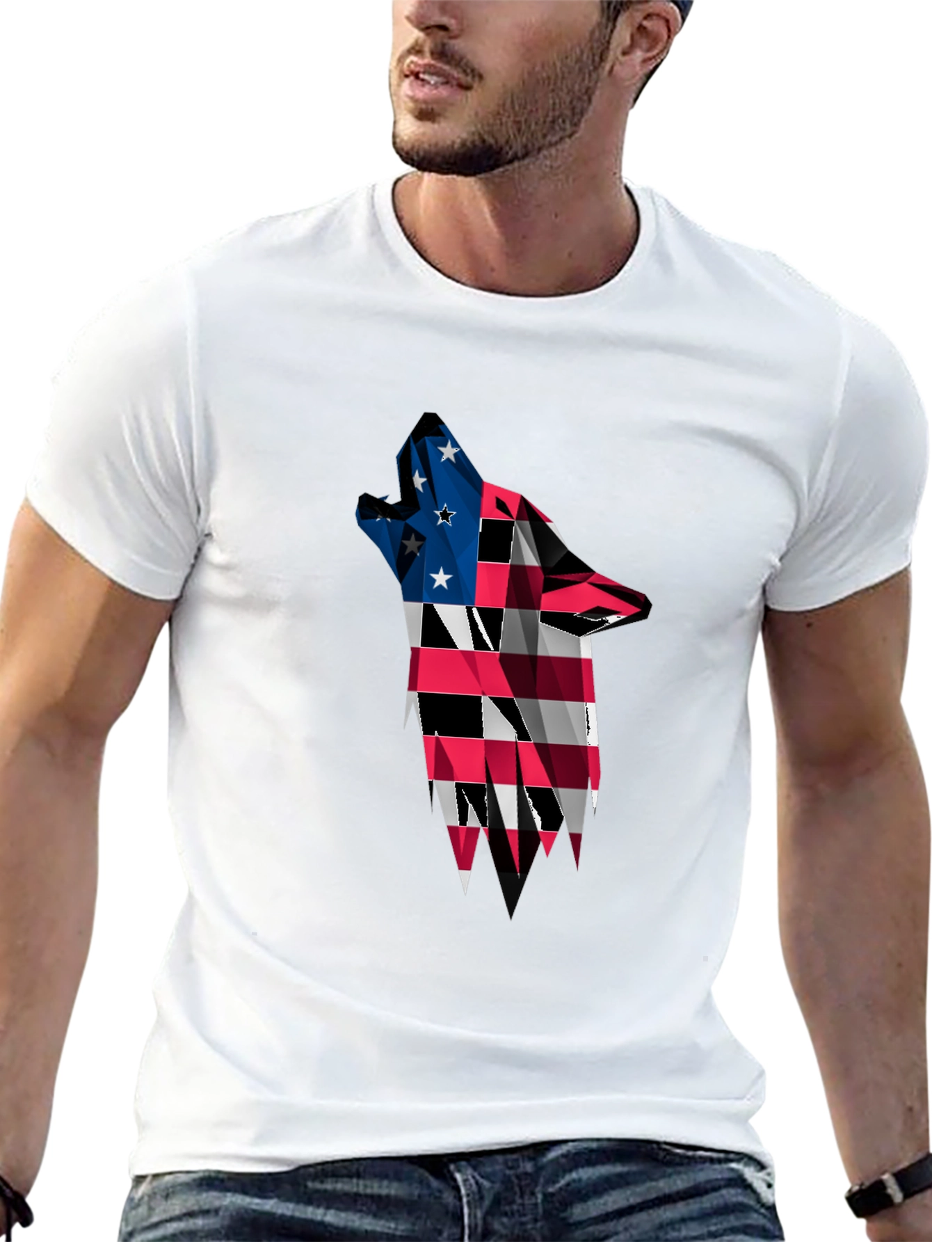 Patriotic Wolf Graphic T-Shirt