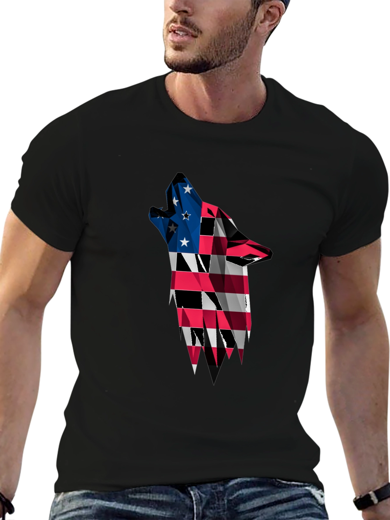 Patriotic Wolf Graphic T-Shirt