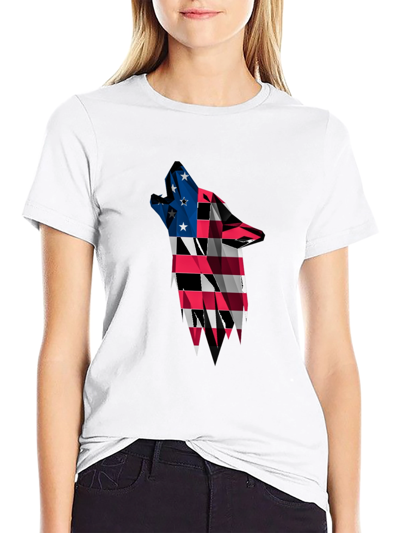 Patriotic Wolf Graphic T-Shirt