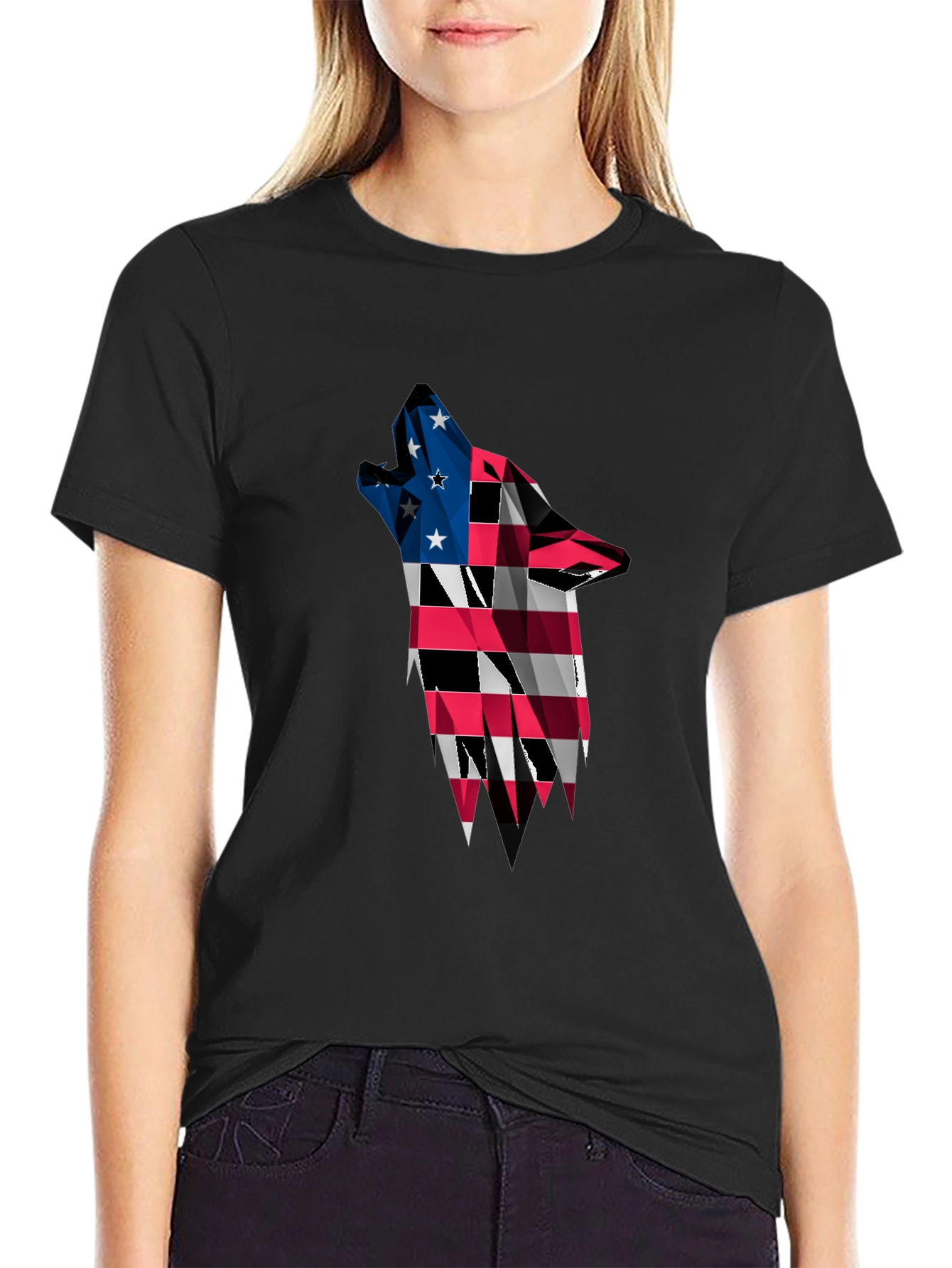 Patriotic Wolf Graphic T-Shirt