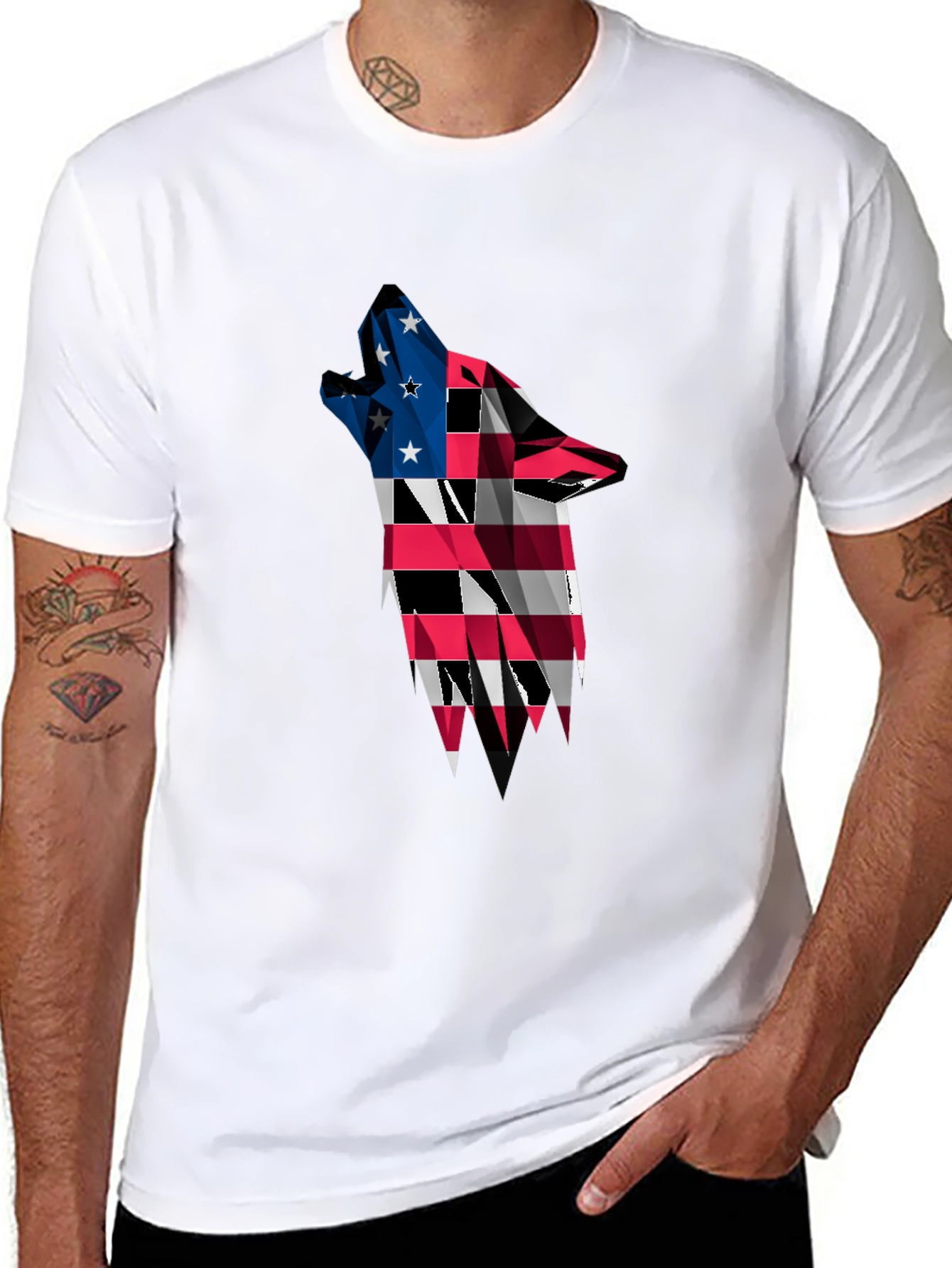 Patriotic Wolf Graphic T-Shirt