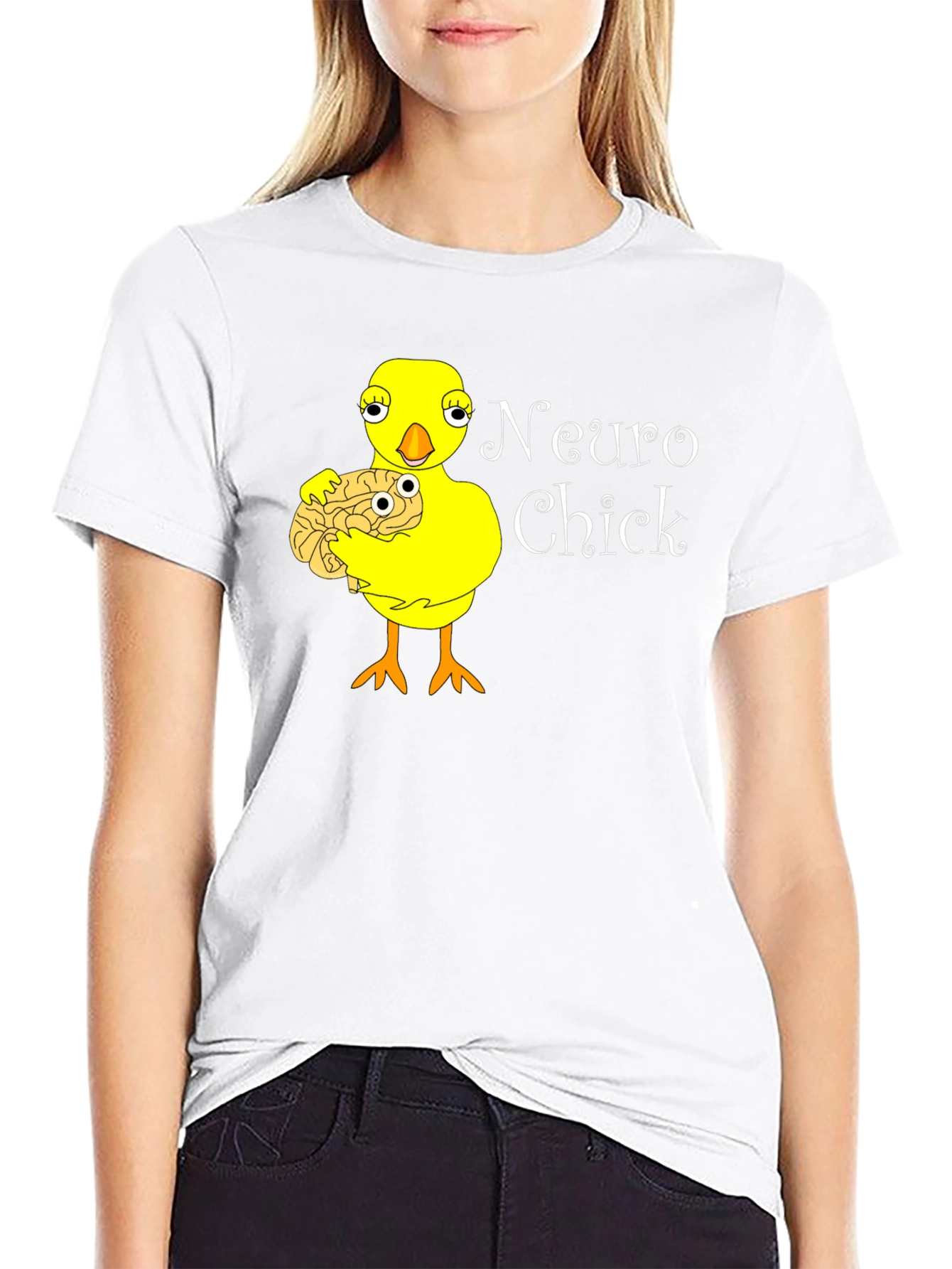Neuro Chick Black T-Shirt: Brainy & Cute!