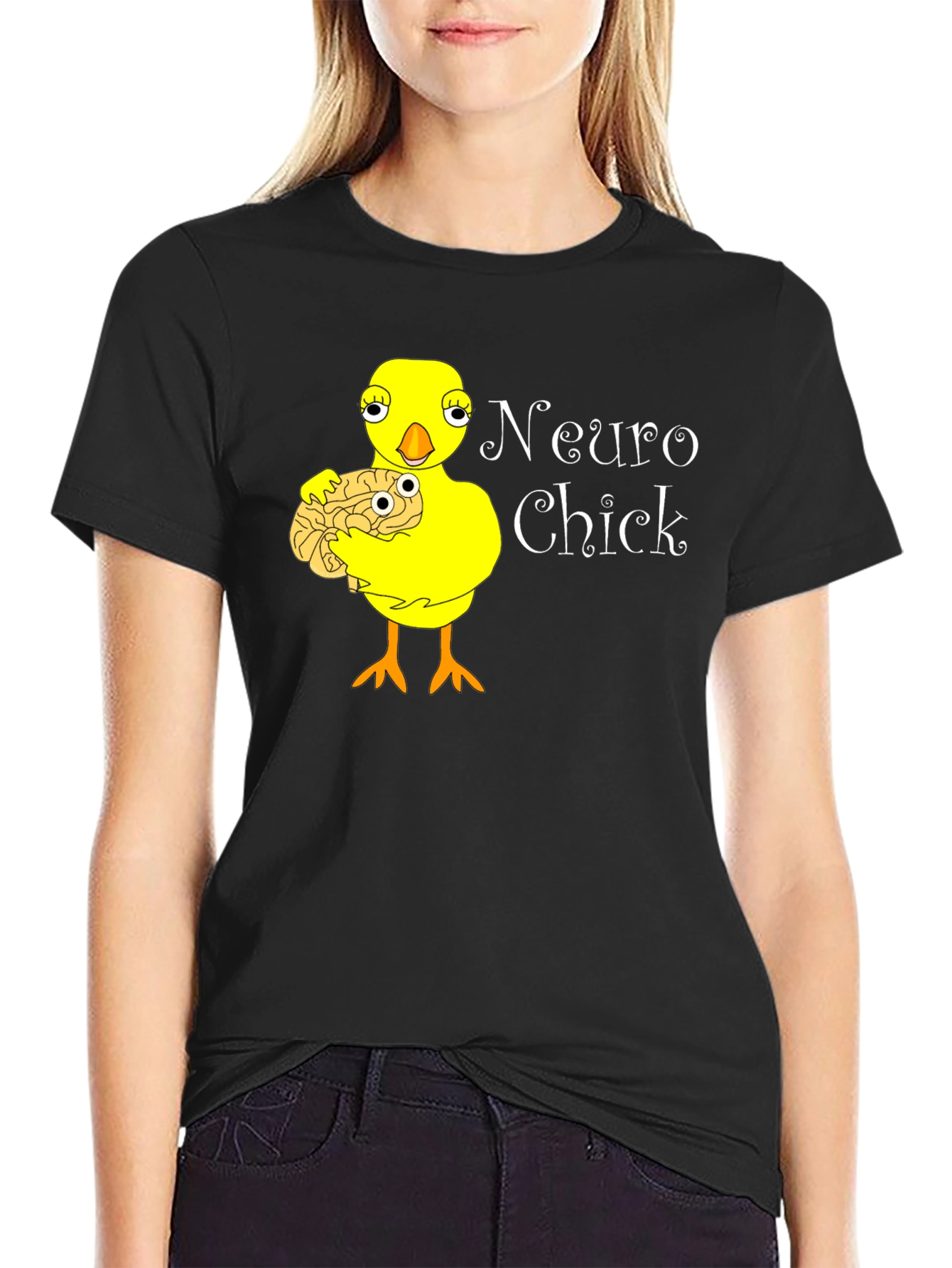 Neuro Chick Black T-Shirt: Brainy & Cute!