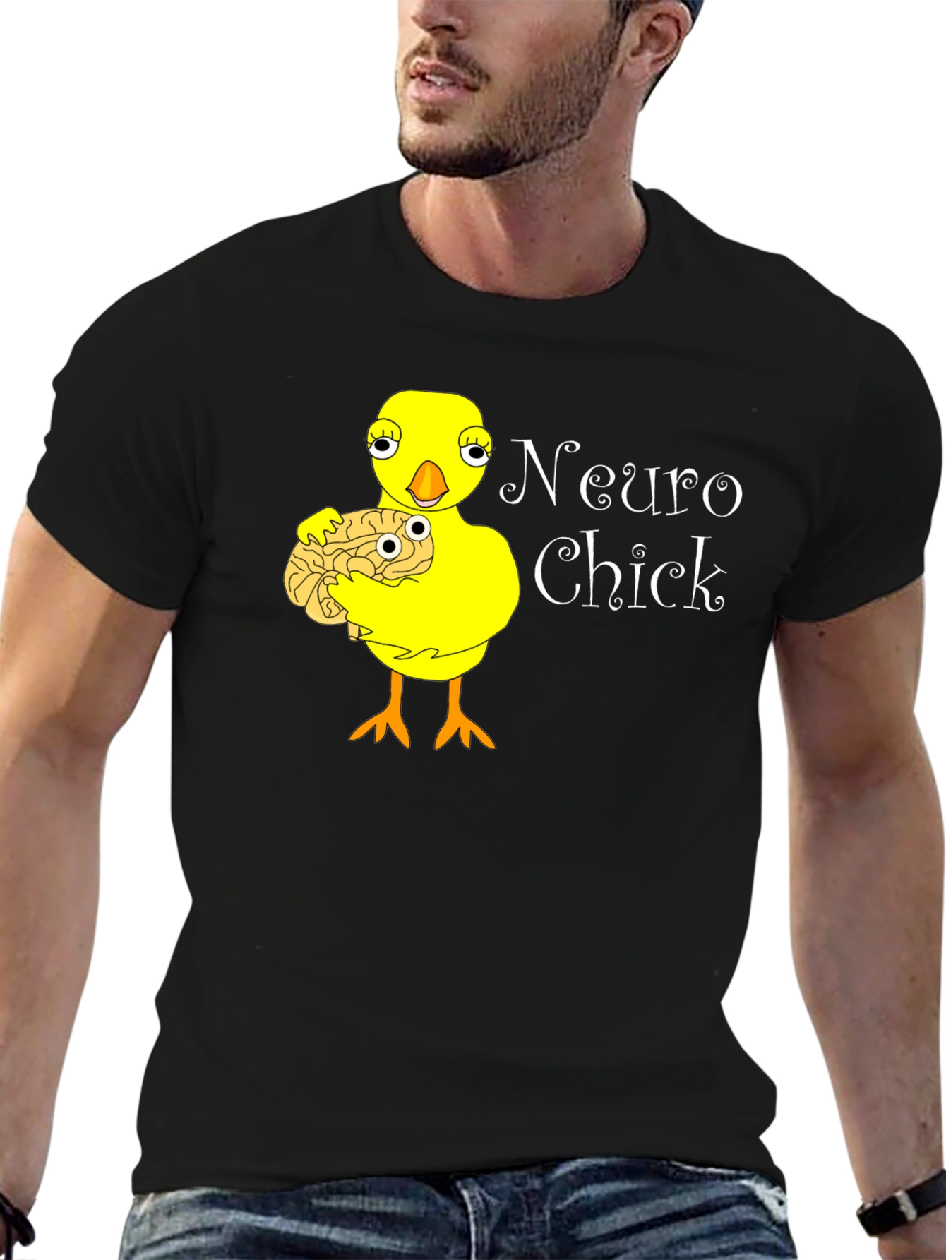 Neuro Chick Black T-Shirt: Brainy & Cute!