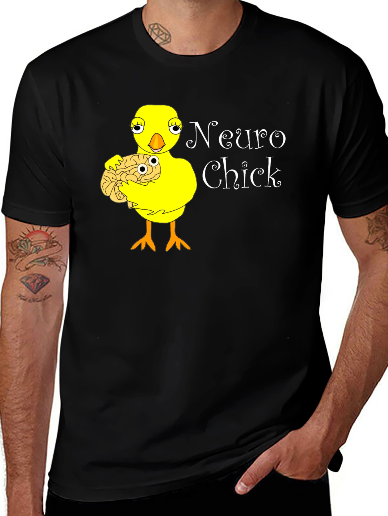 Neuro Chick Black T-Shirt: Brainy & Cute!