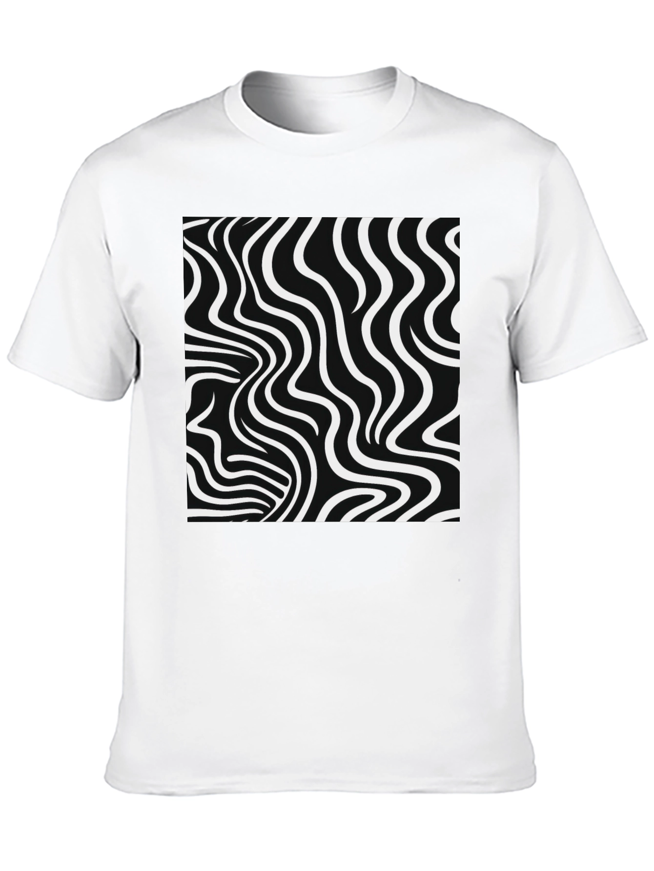 Optical Illusion Tee - Black & White Wavy Lines