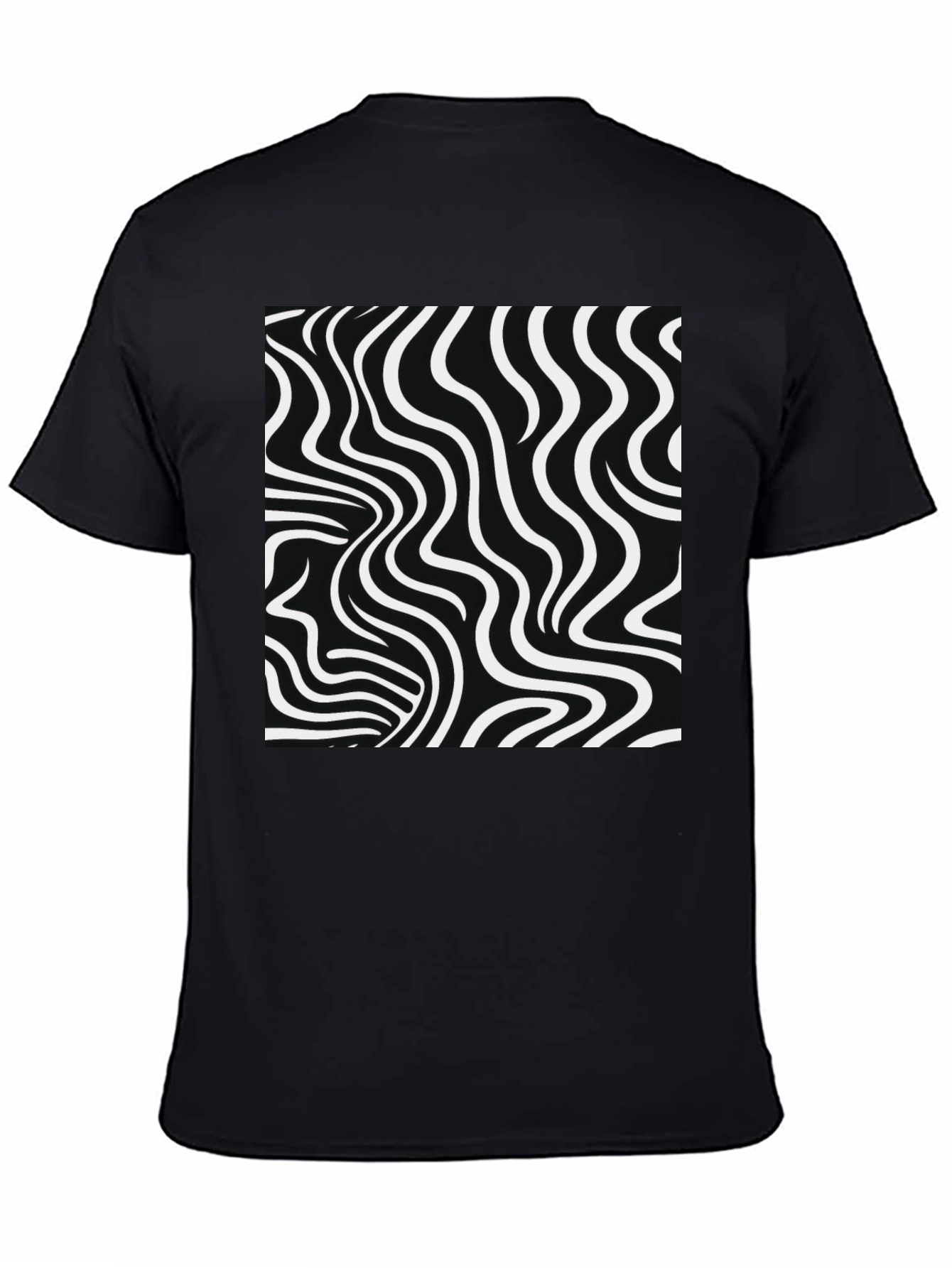 Optical Illusion Tee - Black & White Wavy Lines