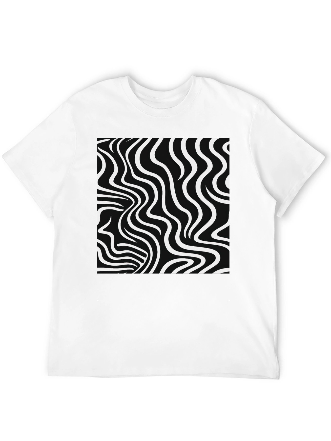 Optical Illusion Tee - Black & White Wavy Lines